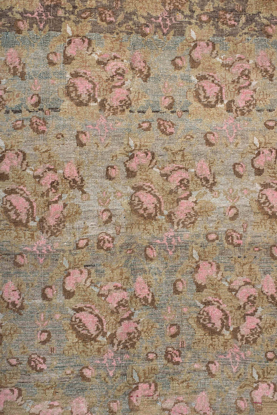 5' x 7' one-of-a-kind handmade antique Afshar rug. Color palette: taupe, ivory, rose, brown, sage, blush, camel, beige, gray