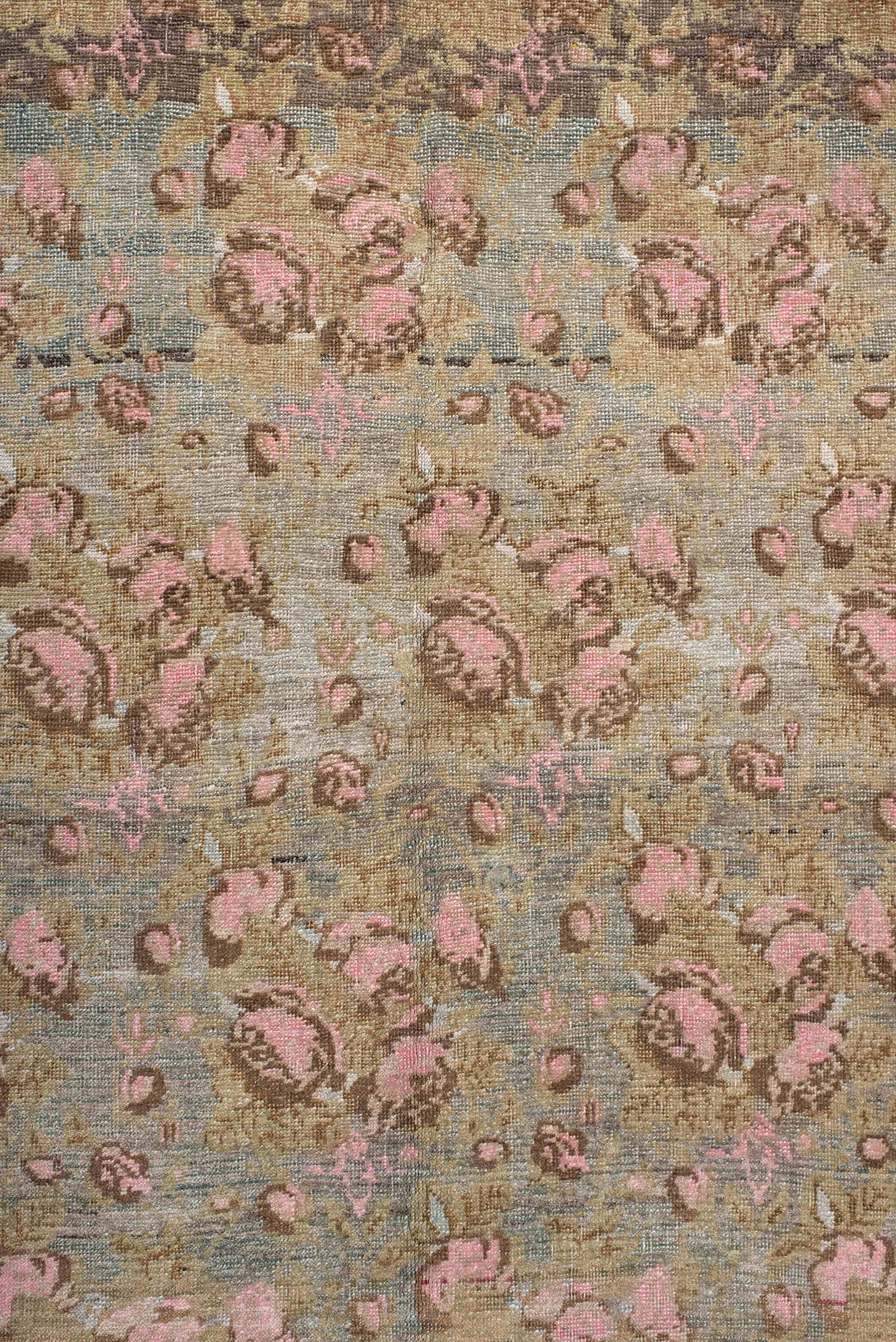 5' x 7' one-of-a-kind handmade antique Afshar rug. Color palette: taupe, ivory, rose, brown, sage, blush, camel, beige, gray