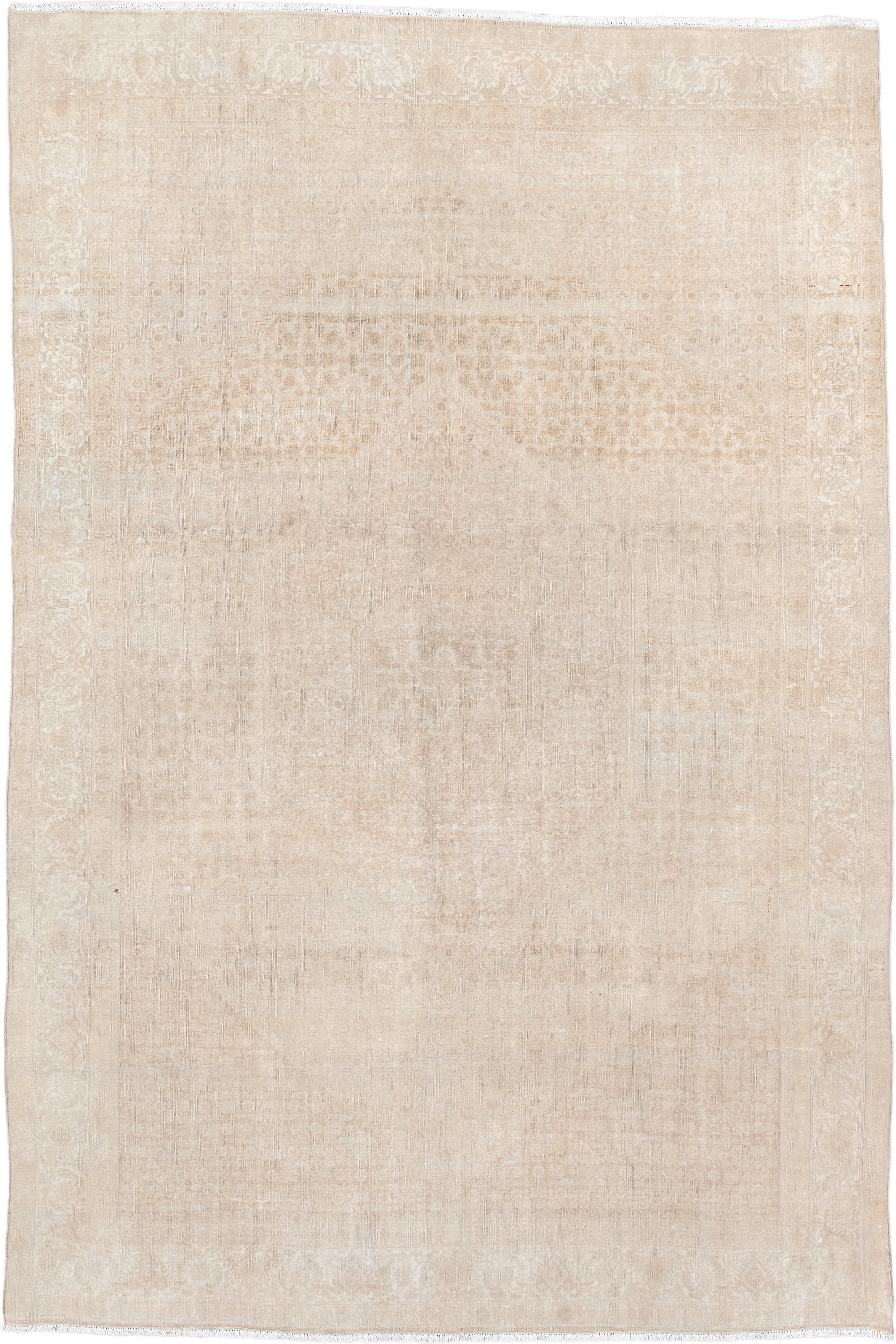 6' x 10' one-of-a-kind handmade antique Bidjar large size rug. Color palette: ivory, cream, sand, beige, taupe, gray