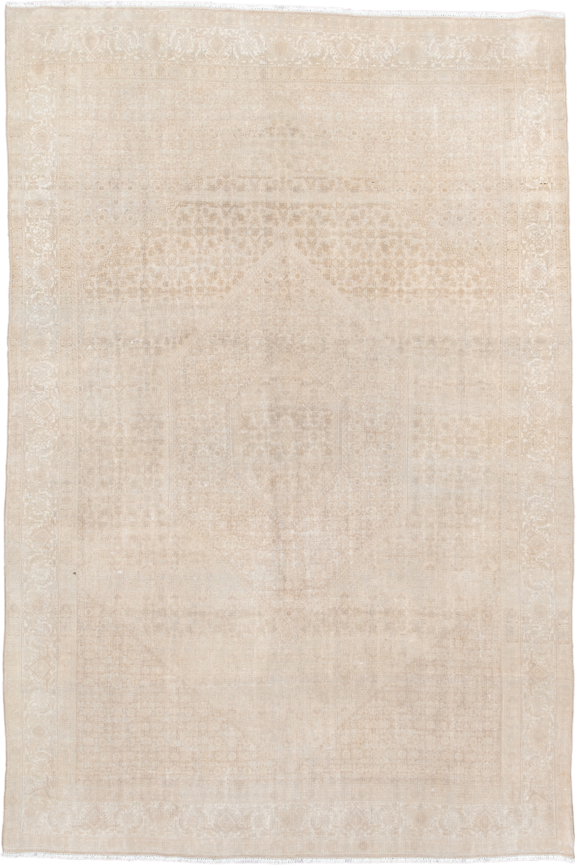 6' x 10' one-of-a-kind handmade antique Bidjar large size rug. Color palette: ivory, cream, sand, beige, taupe, gray