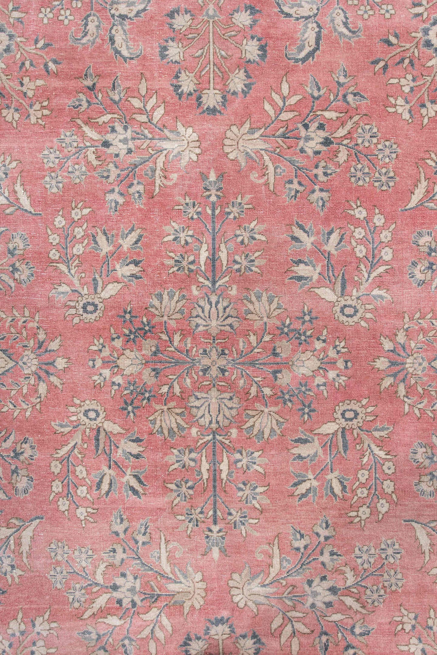 6' x 8' one-of-a-kind handmade vintage Sivas medium size rug. Color palette: rose, navy, ivory, slate, dusty blue, coral