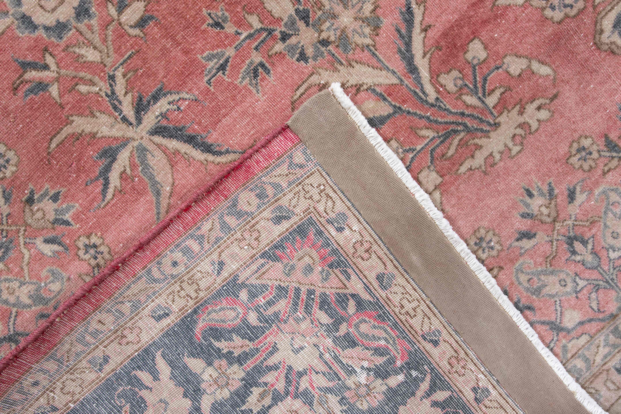 6' x 8' one-of-a-kind handmade vintage Sivas medium size rug. Color palette: rose, navy, ivory, slate, dusty blue, coral