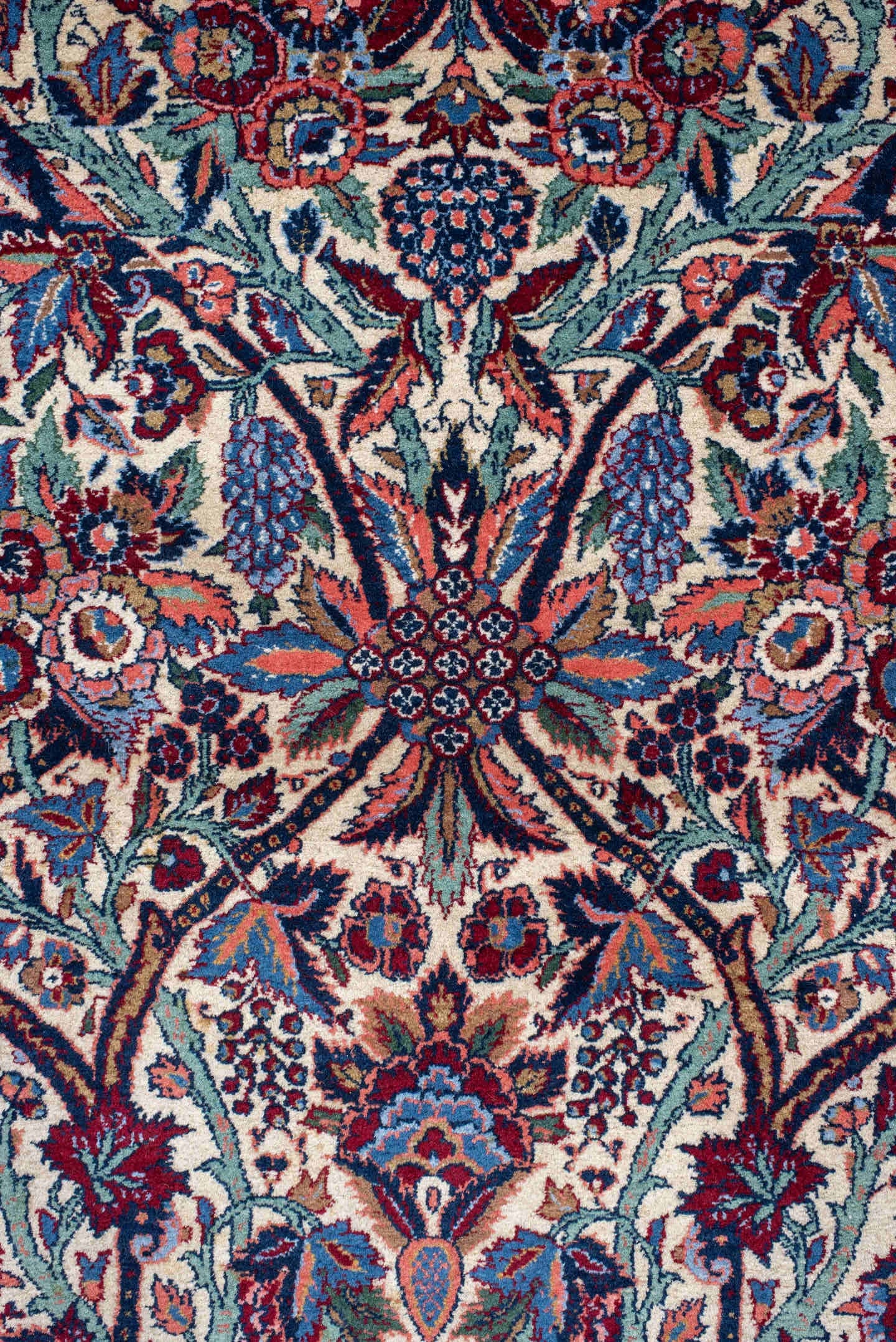 0' x 0' one-of-a-kind handmade vintage  small size rug. Color palette: ivory, burgundy, indigo, turquoise, rose, slate