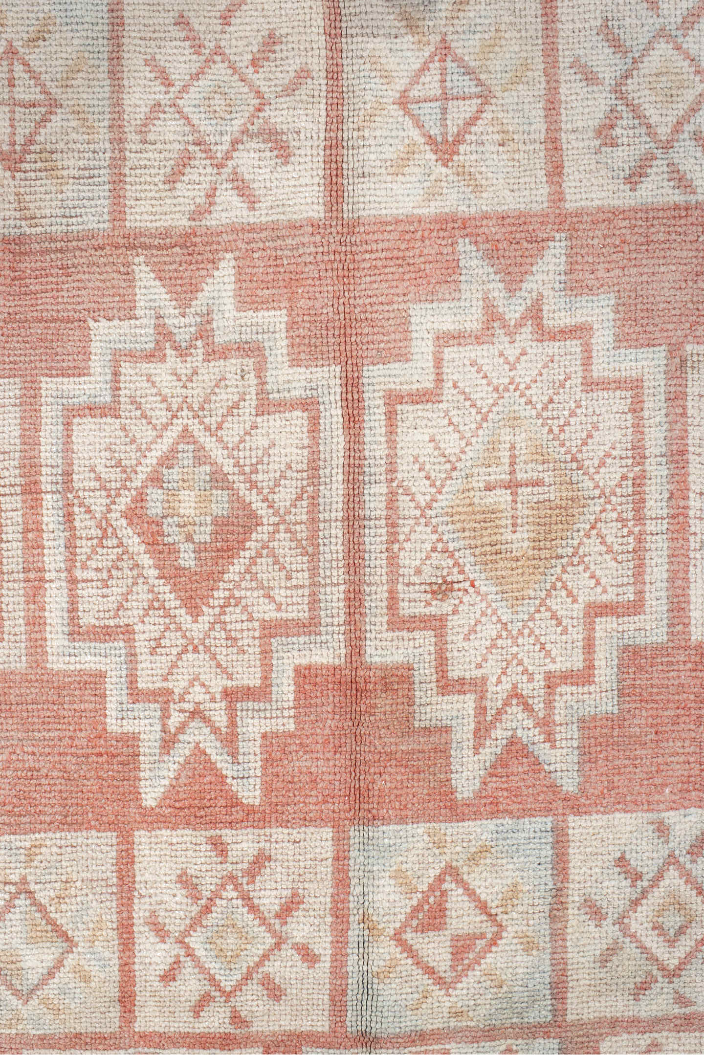 4' x 11' one-of-a-kind handmade vintage Moroccan runner rug. Color palette: antiquewhite, brown, gainsboro, gray, light gray