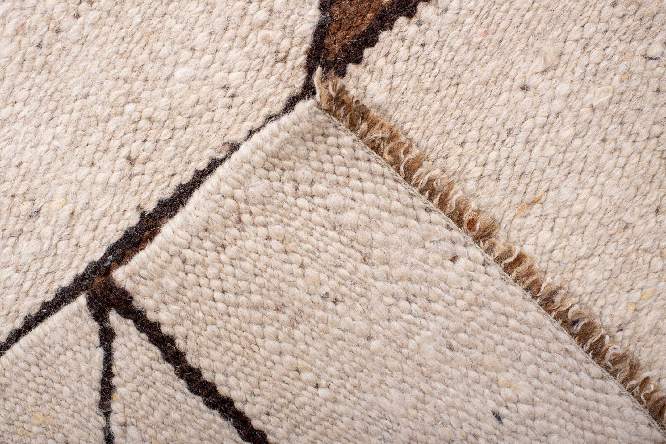 6' x 9' one-of-a-kind handmade vintage Kilim medium size rug. Color palette: brown, floral white, gray, light gray, linen