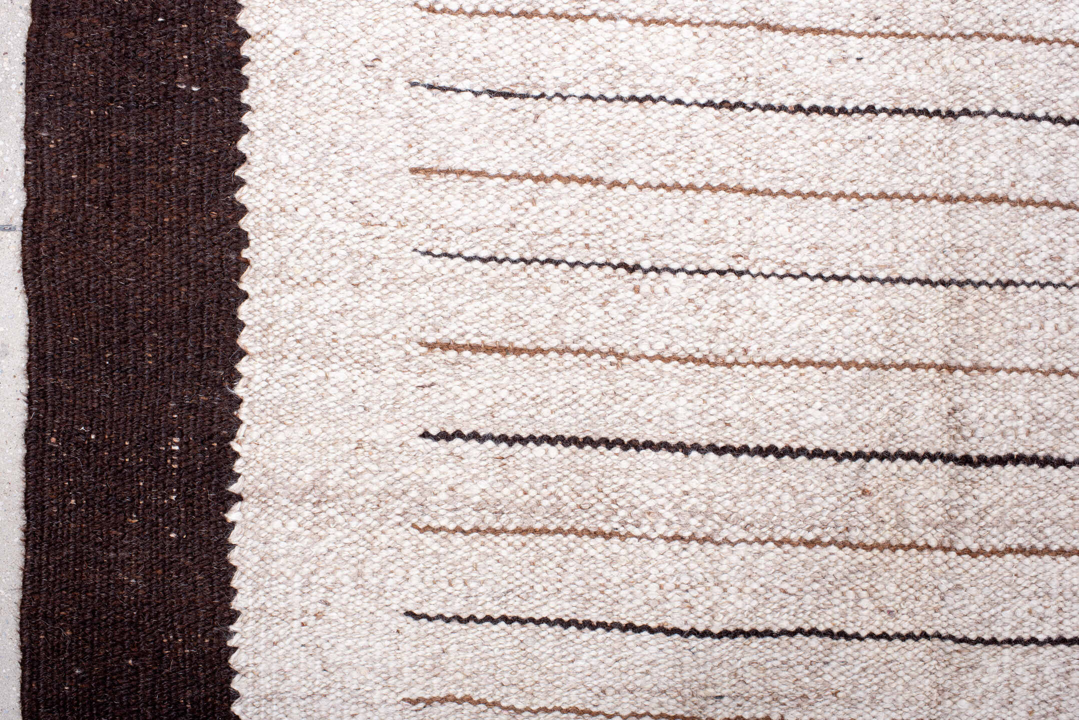 8' x 10' one-of-a-kind handmade antique Kilim large size rug. Color palette: ivory, espresso, taupe, brown, black, beige