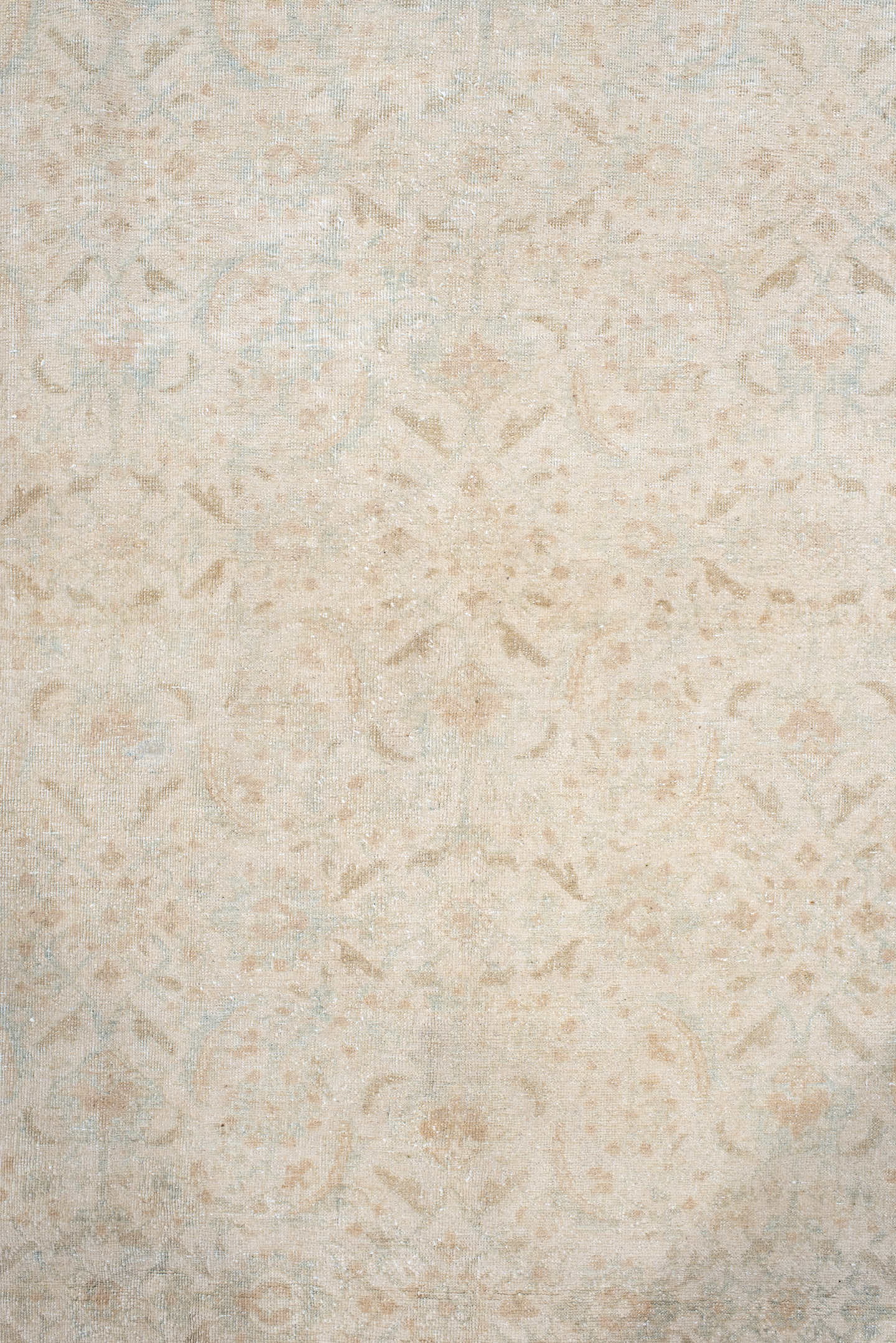 9' x 12' one-of-a-kind handmade antique Tabriz large size rug. Color palette: ivory, beige, pale blue, cream, taupe