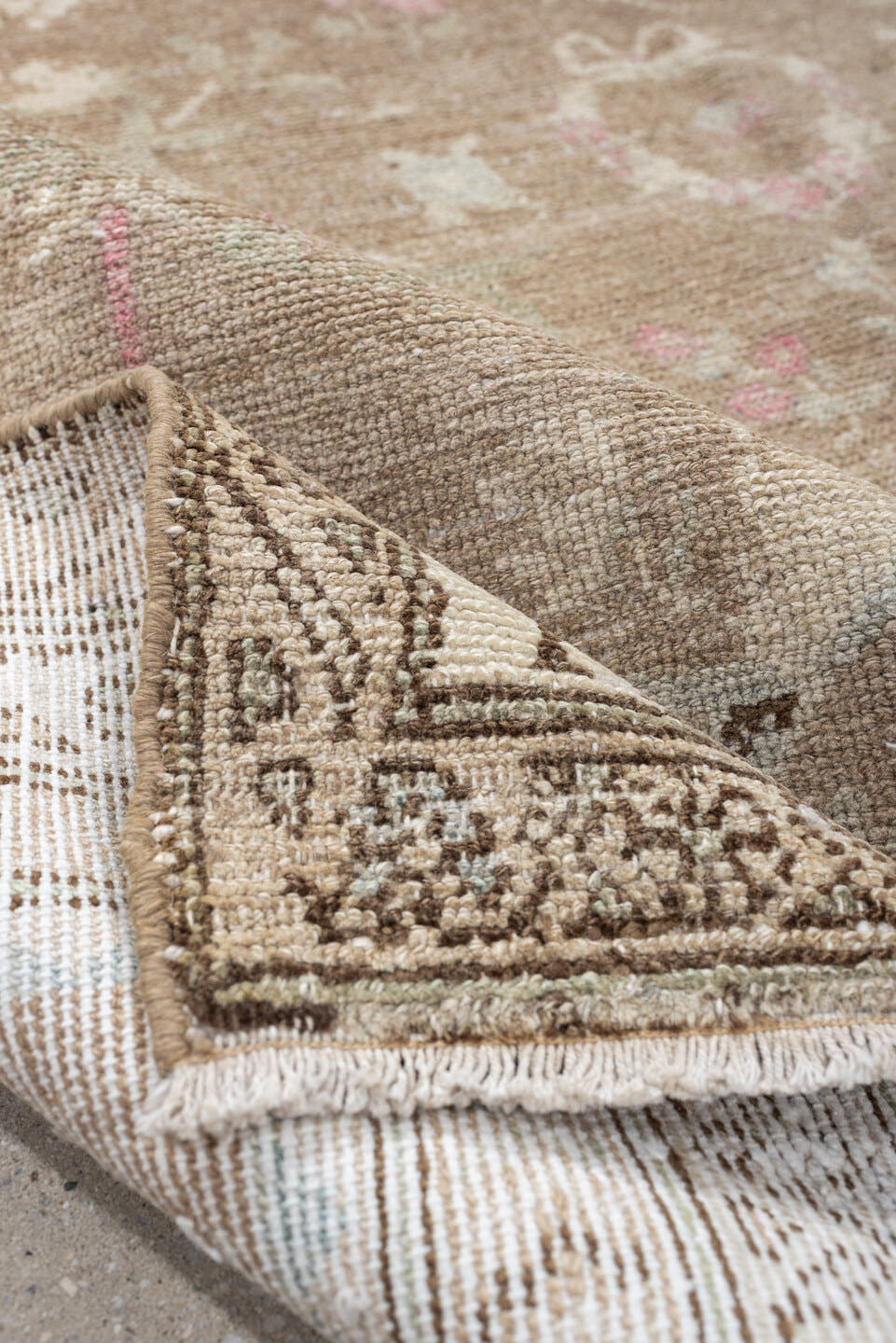 4' x 7' one-of-a-kind handmade antique Hamadan rug. Color palette: taupe, ivory, brown, pale blue, rose, cream, beige, gray
