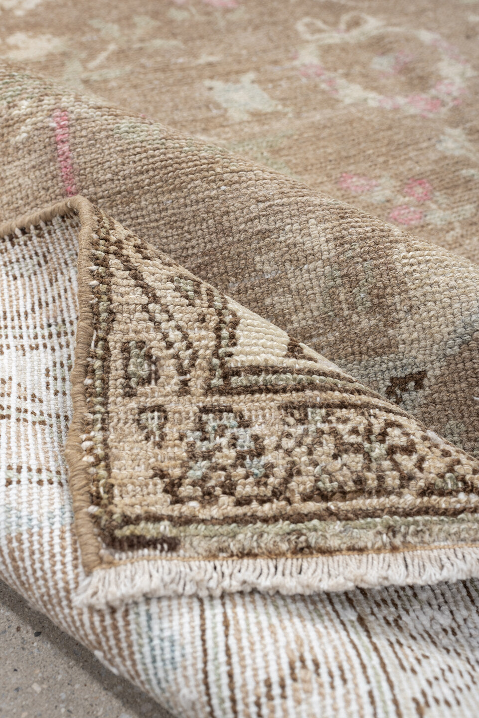 4' x 7' one-of-a-kind handmade antique Hamadan rug. Color palette: taupe, ivory, brown, pale blue, rose, cream, beige, gray