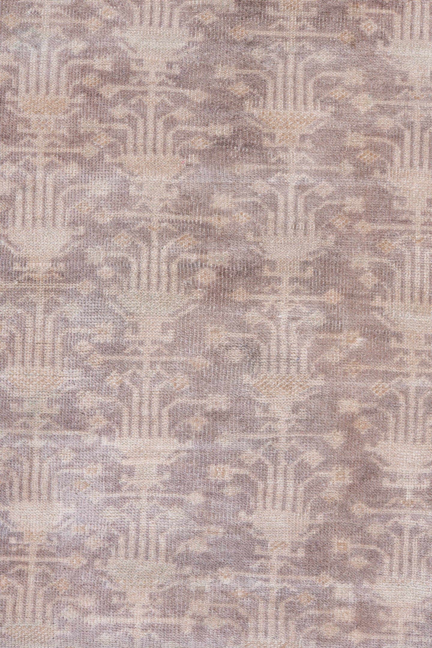 2' x 9' one-of-a-kind handmade antique Belouch runner rug. Color palette: taupe, ivory, dusty rose, beige, camel
