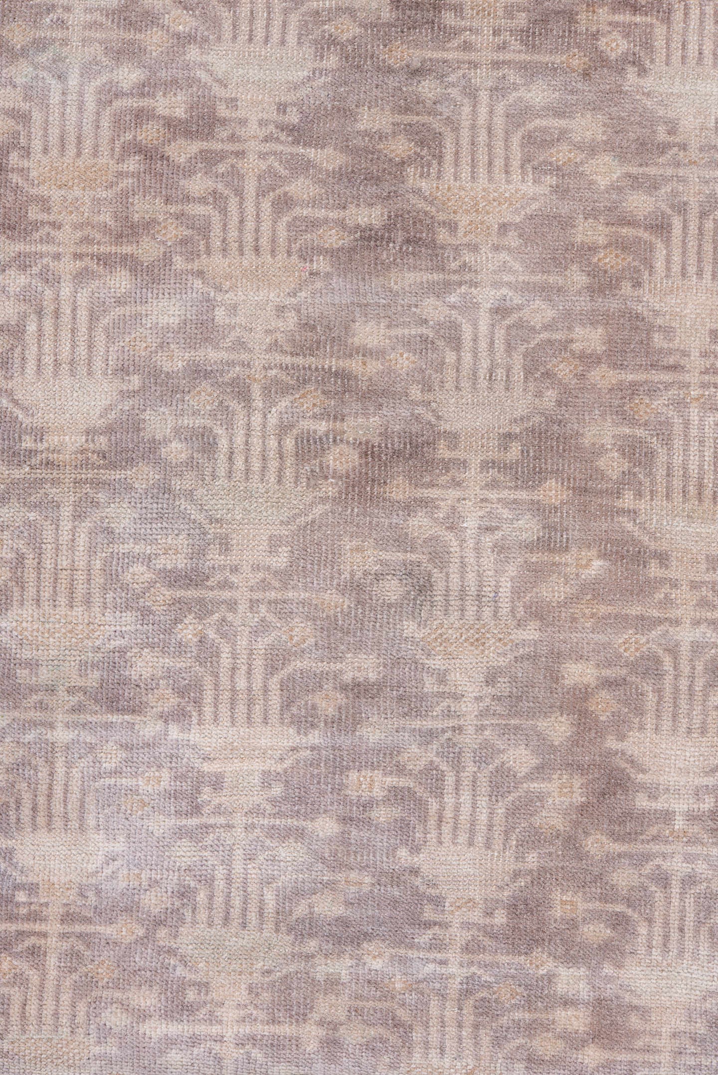 2' x 9' one-of-a-kind handmade antique Belouch runner rug. Color palette: taupe, ivory, dusty rose, beige, camel