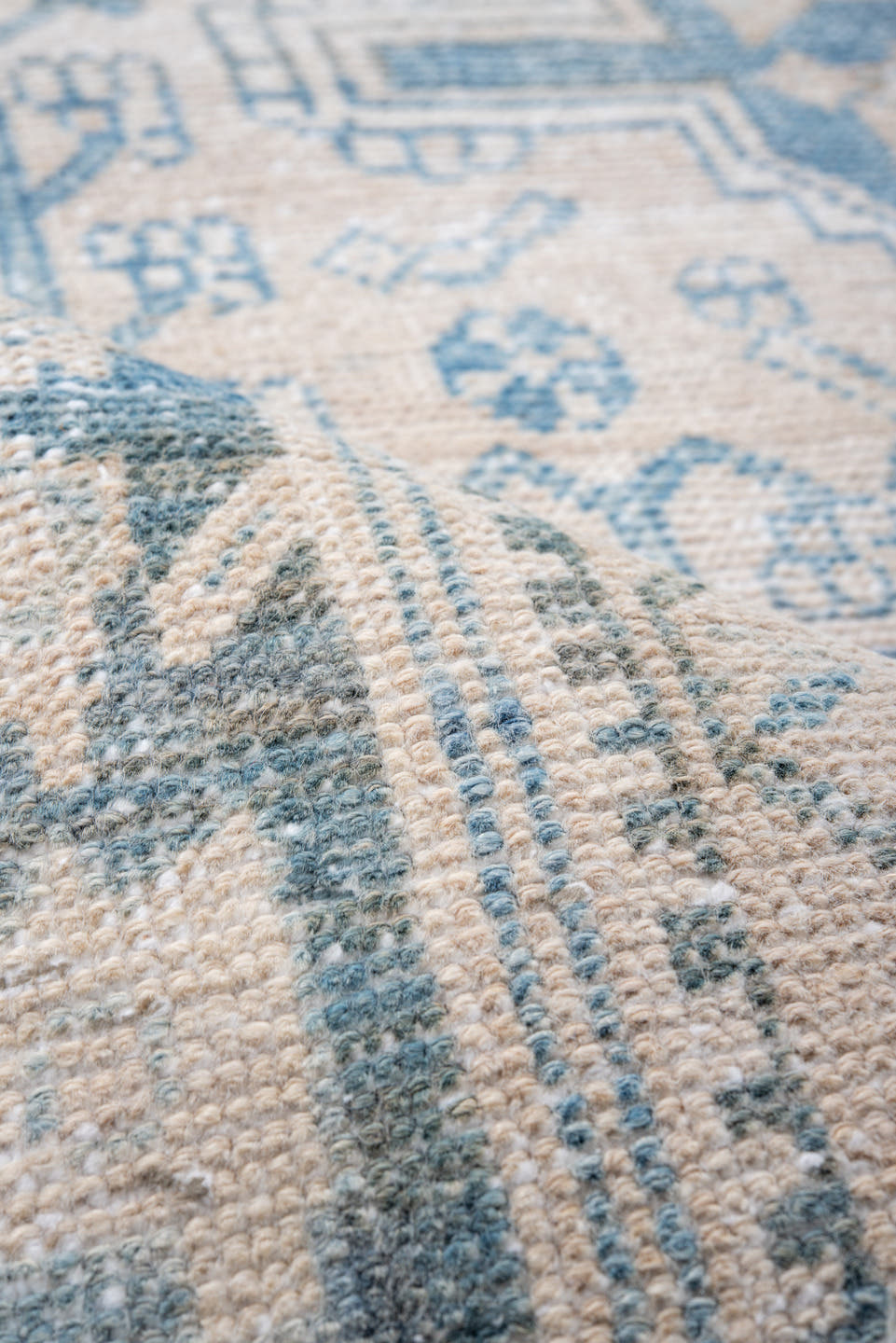4' x 7' one-of-a-kind handmade vintage Hamadan rug. Color palette: ivory, sky blue, pale blue, cream, taupe, light blue