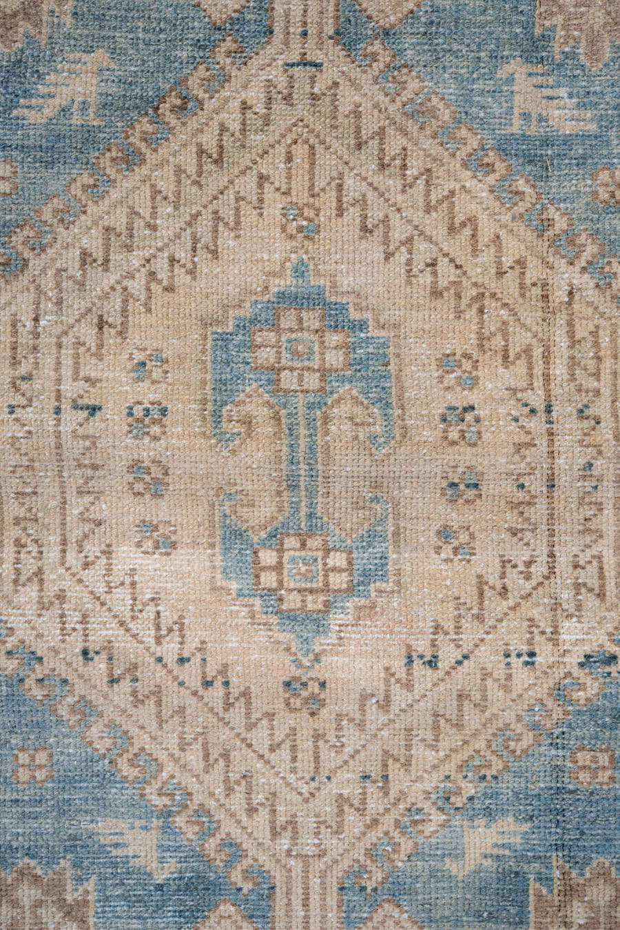 4' x 6' one-of-a-kind handmade vintage Hamadan small size rug. Color palette: ivory, sky blue, beige, taupe, slate, camel