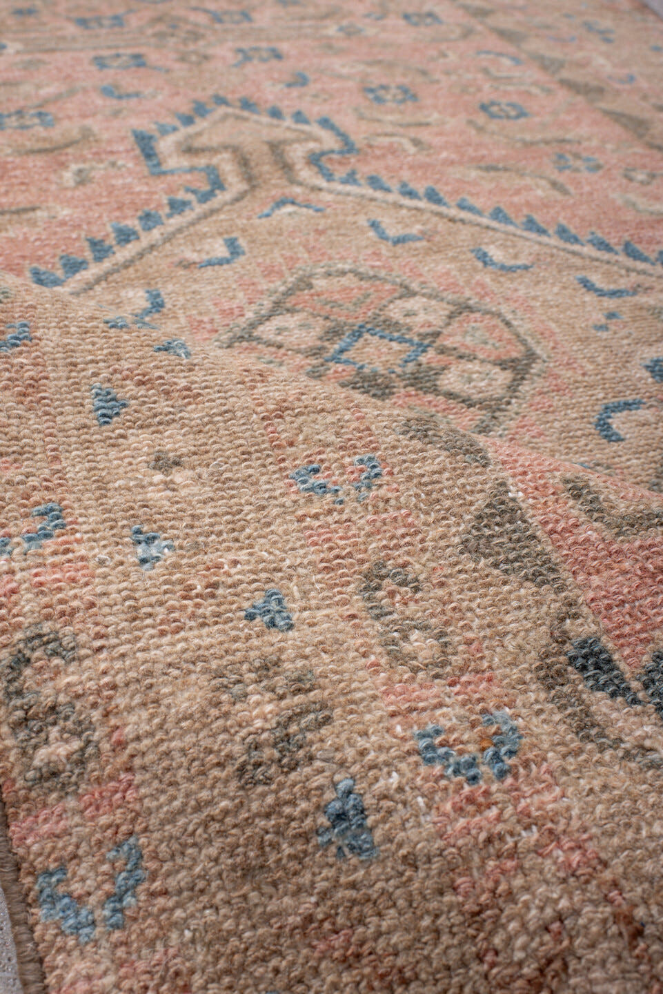 2' x 9' one-of-a-kind handmade antique Hamadan runner rug. Color palette: blush, ivory, sky_blue, taupe, slate, camel, pink