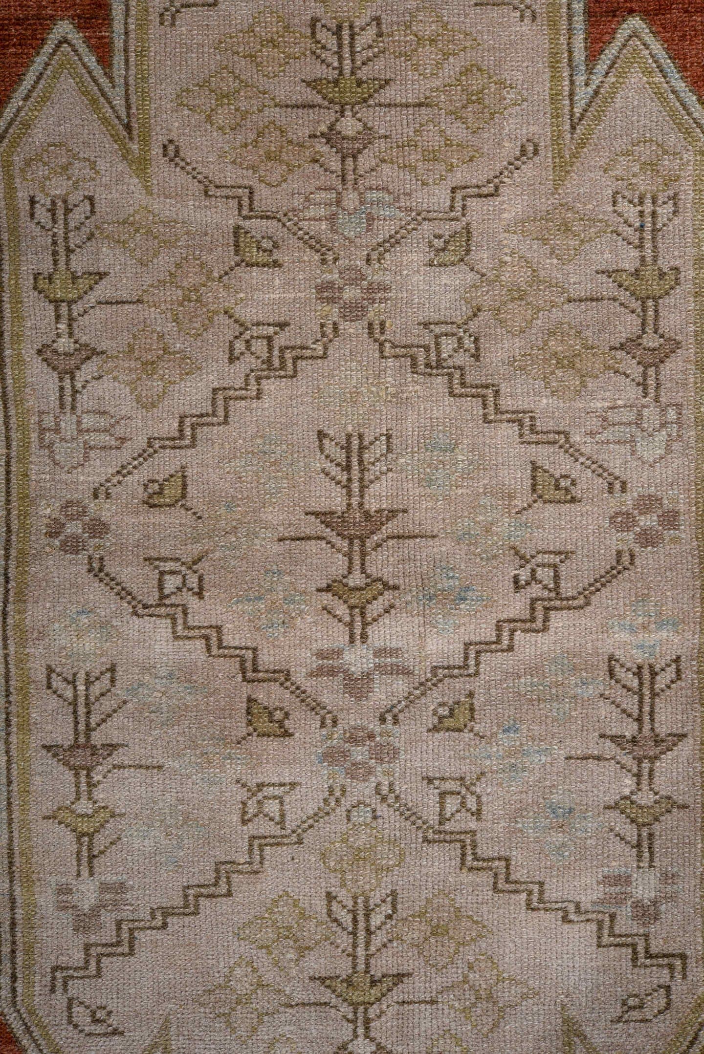 3' x 5' one-of-a-kind handmade antique Malayer small size rug. Color palette: rust, ivory, cobalt, taupe, brown, terracotta