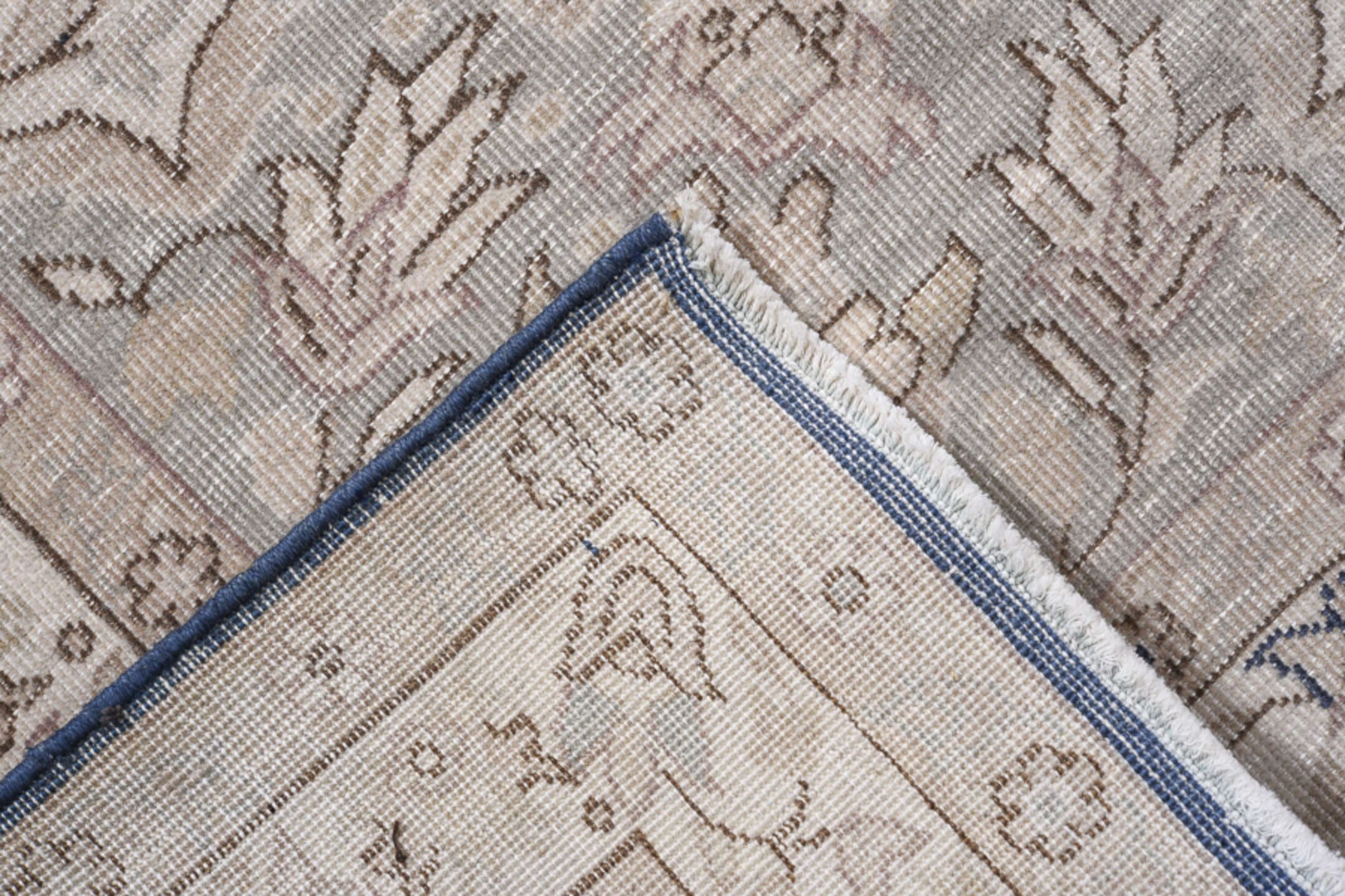 8' x 12' one-of-a-kind handmade antique Sivas large size rug. Color palette: ivory, blue, beige, taupe, gray