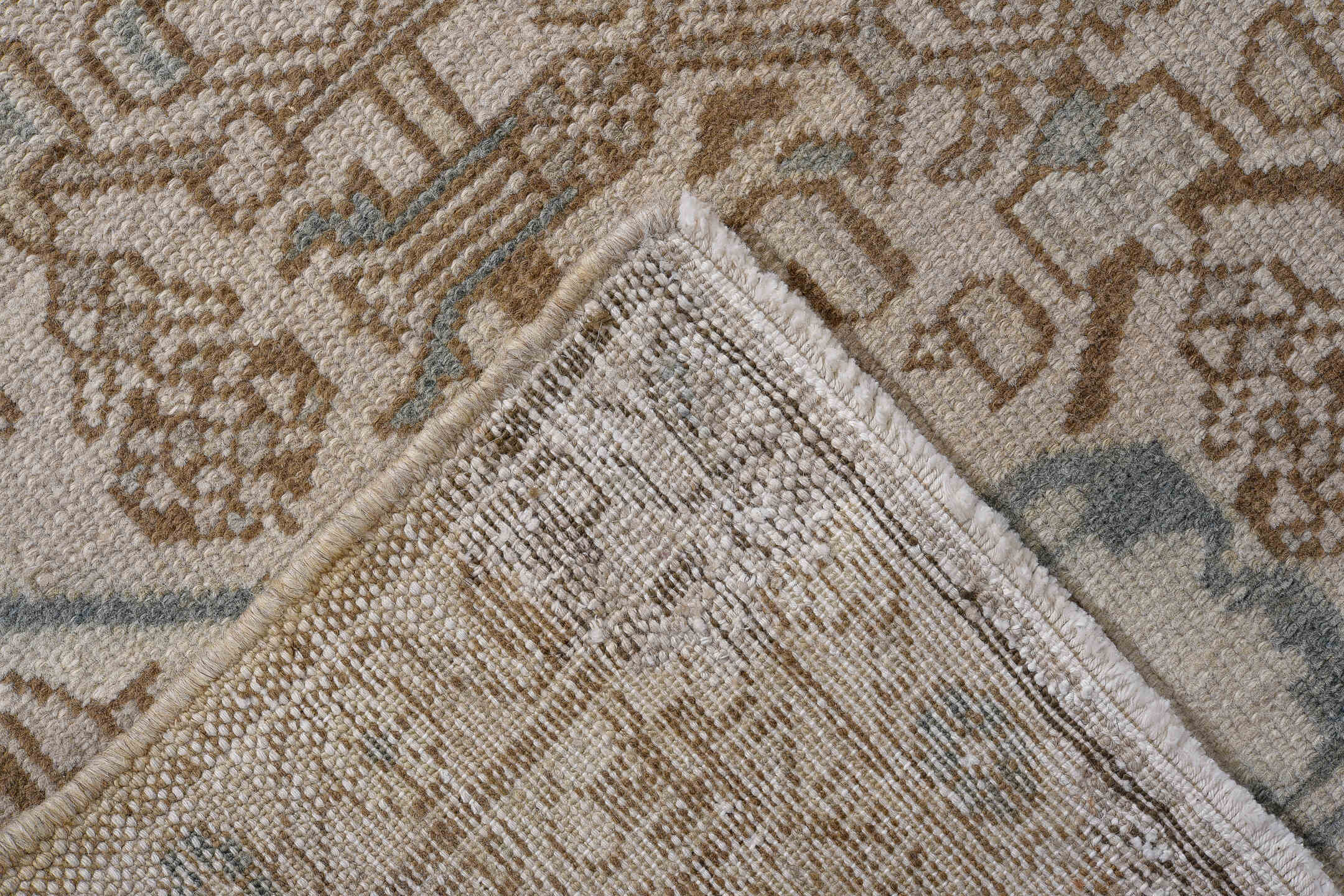 5' x 11' one-of-a-kind handmade antique Hamadan runner rug. Color palette: ivory, taupe, camel, brown, pale_blue, beige