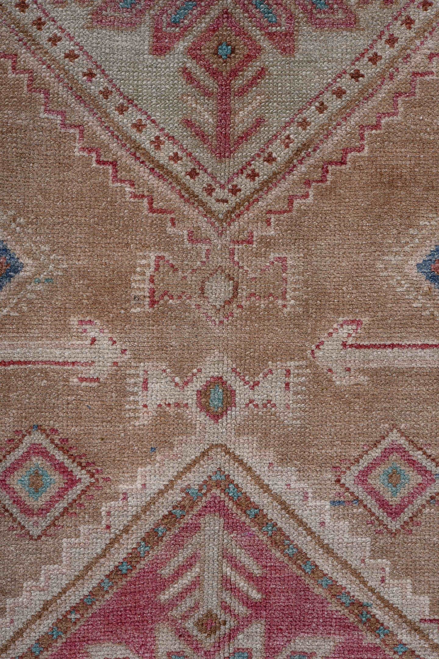 5' x 10' one-of-a-kind handmade antique Hamadan runner rug. Color palette: camel, rose, ivory, rust, taupe, sky blue, brown