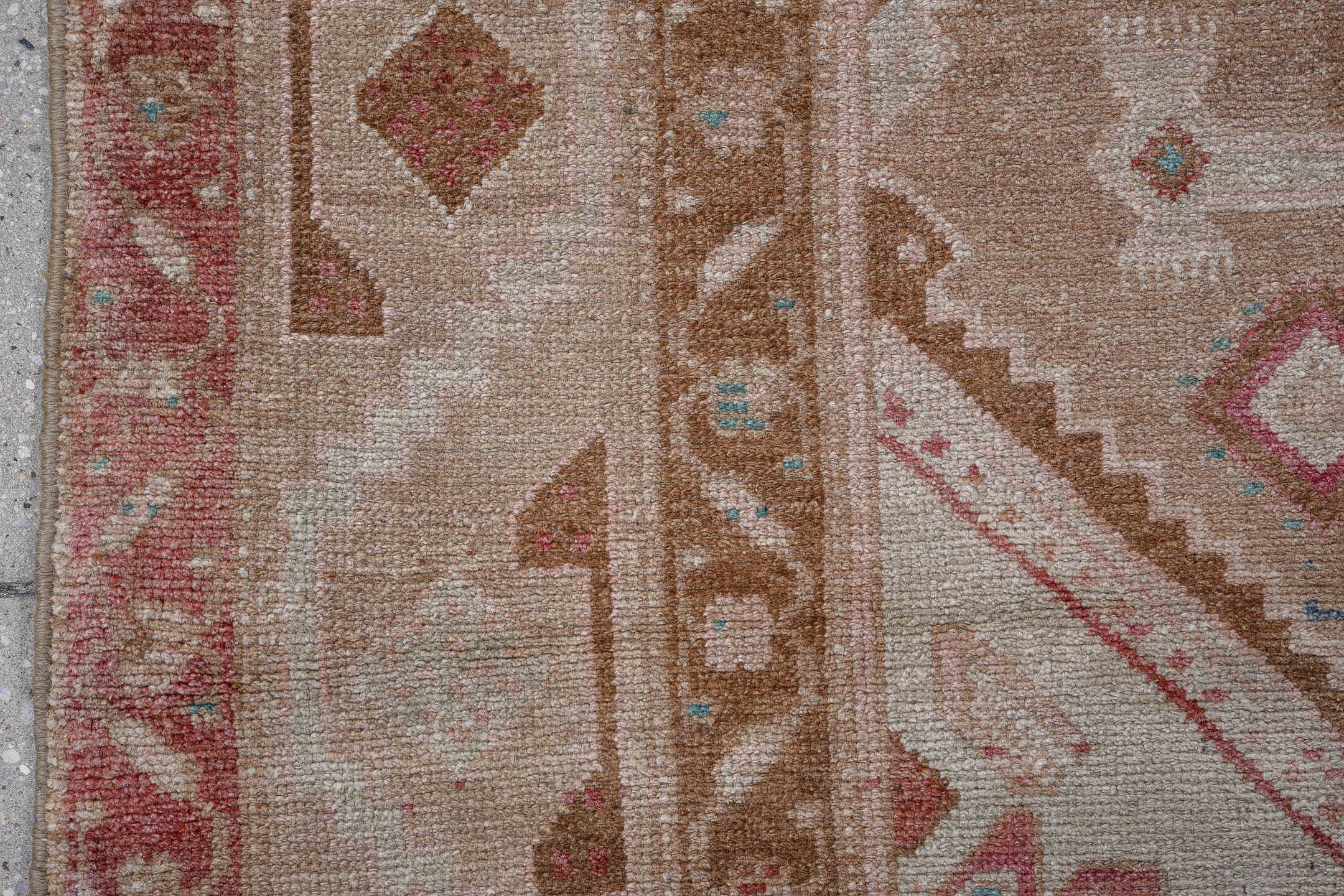 5' x 10' one-of-a-kind handmade antique Hamadan runner rug. Color palette: camel, rose, ivory, rust, taupe, sky blue, brown