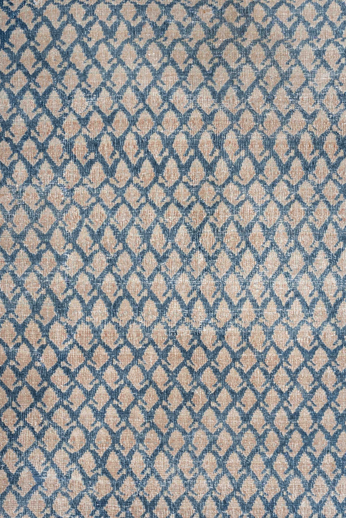 8' x 11' one-of-a-kind handmade antique Mir large size rug. Color palette: ivory, blue, slate, cream, taupe, gray, beige