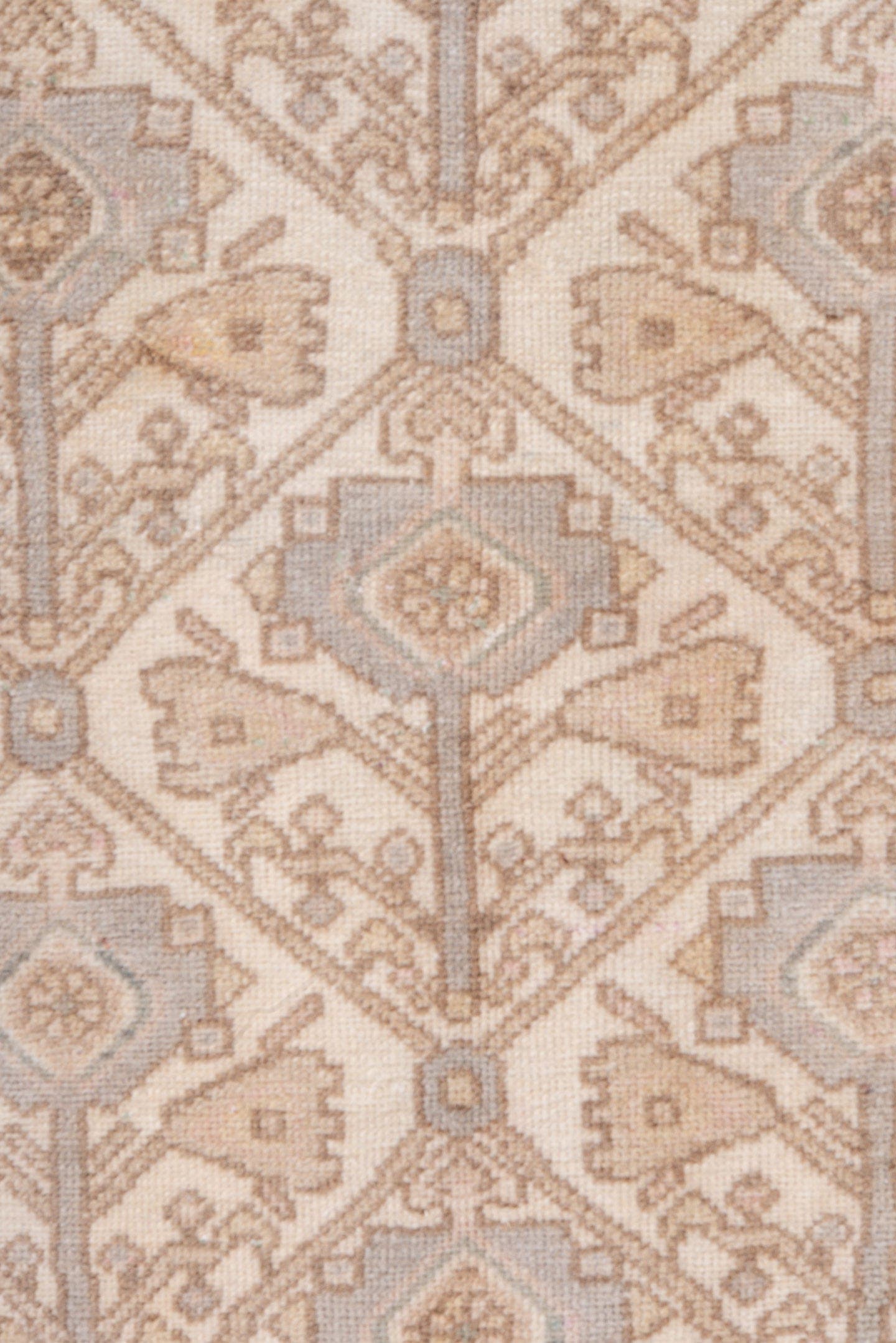 3' x 6' one-of-a-kind handmade antique Malayer runner rug. Color palette: ivory, blush, taupe, pale_blue, sand, pink, beige