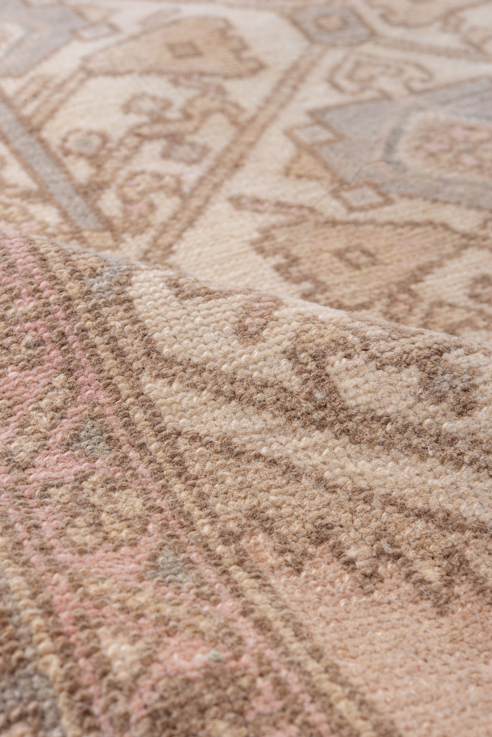 3' x 6' one-of-a-kind handmade antique Malayer runner rug. Color palette: ivory, blush, taupe, pale_blue, sand, pink, beige
