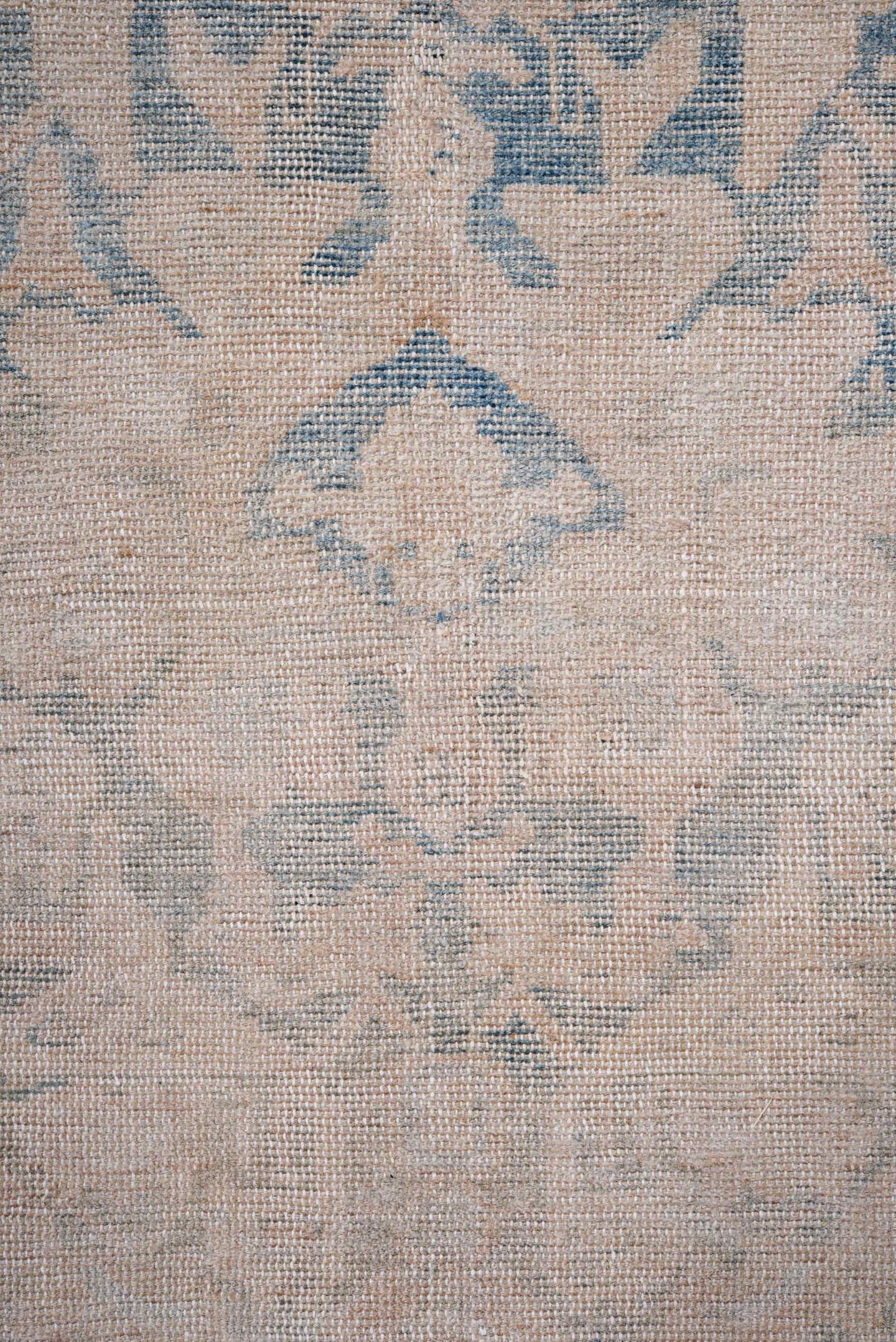 4' x 9' one-of-a-kind handmade vintage Hamadan runner rug. Color palette: ivory, pale blue, beige, taupe, camel, light blue