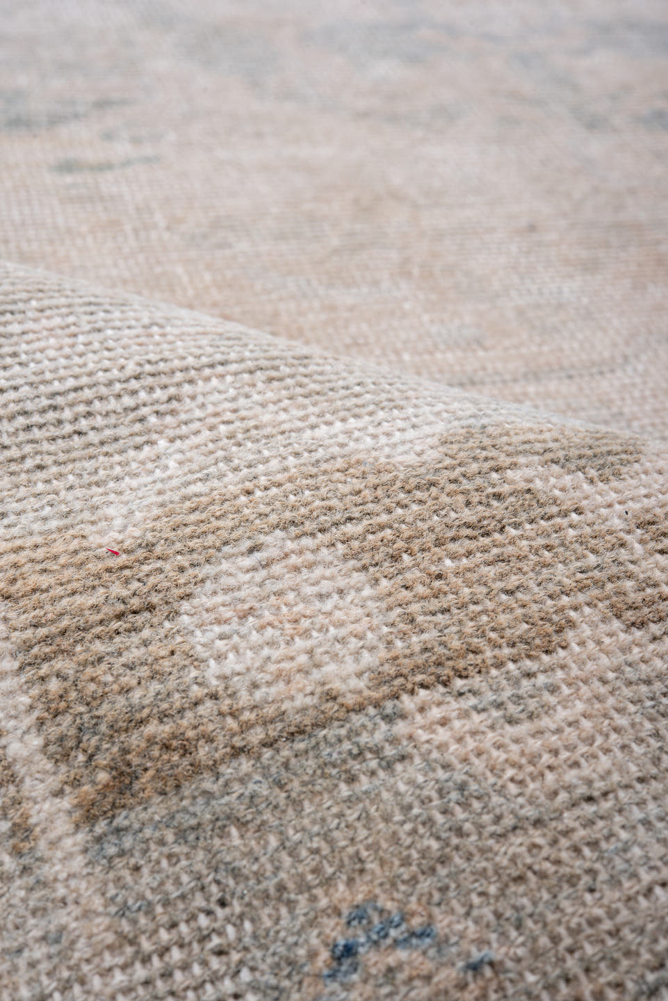 4' x 9' one-of-a-kind handmade vintage Hamadan runner rug. Color palette: ivory, pale blue, beige, taupe, camel, light blue
