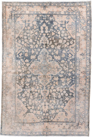 4' x 7' one-of-a-kind handmade antique Malayer rug. Color palette: blush, pale blue, ivory, taupe, slate, pink, light blue