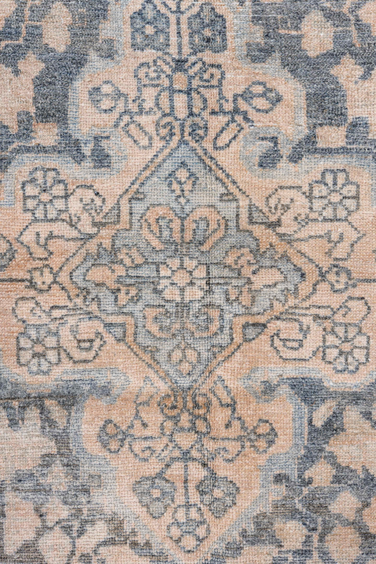 4' x 7' one-of-a-kind handmade antique Malayer rug. Color palette: blush, pale blue, ivory, taupe, slate, pink, light blue