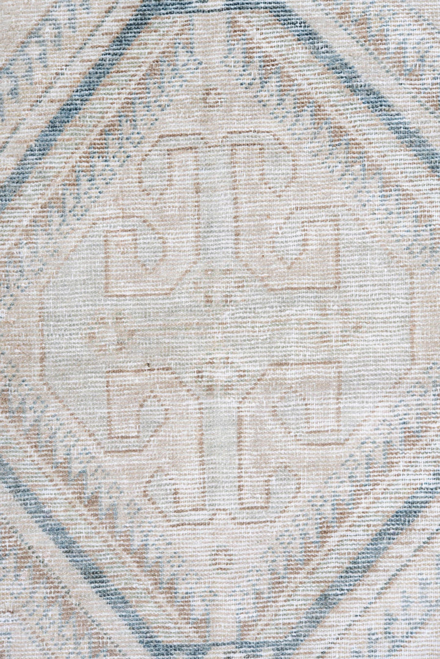 5' x 9' one-of-a-kind handmade antique Farahan medium size rug. Color palette: ivory, pale blue, sand, beige, taupe