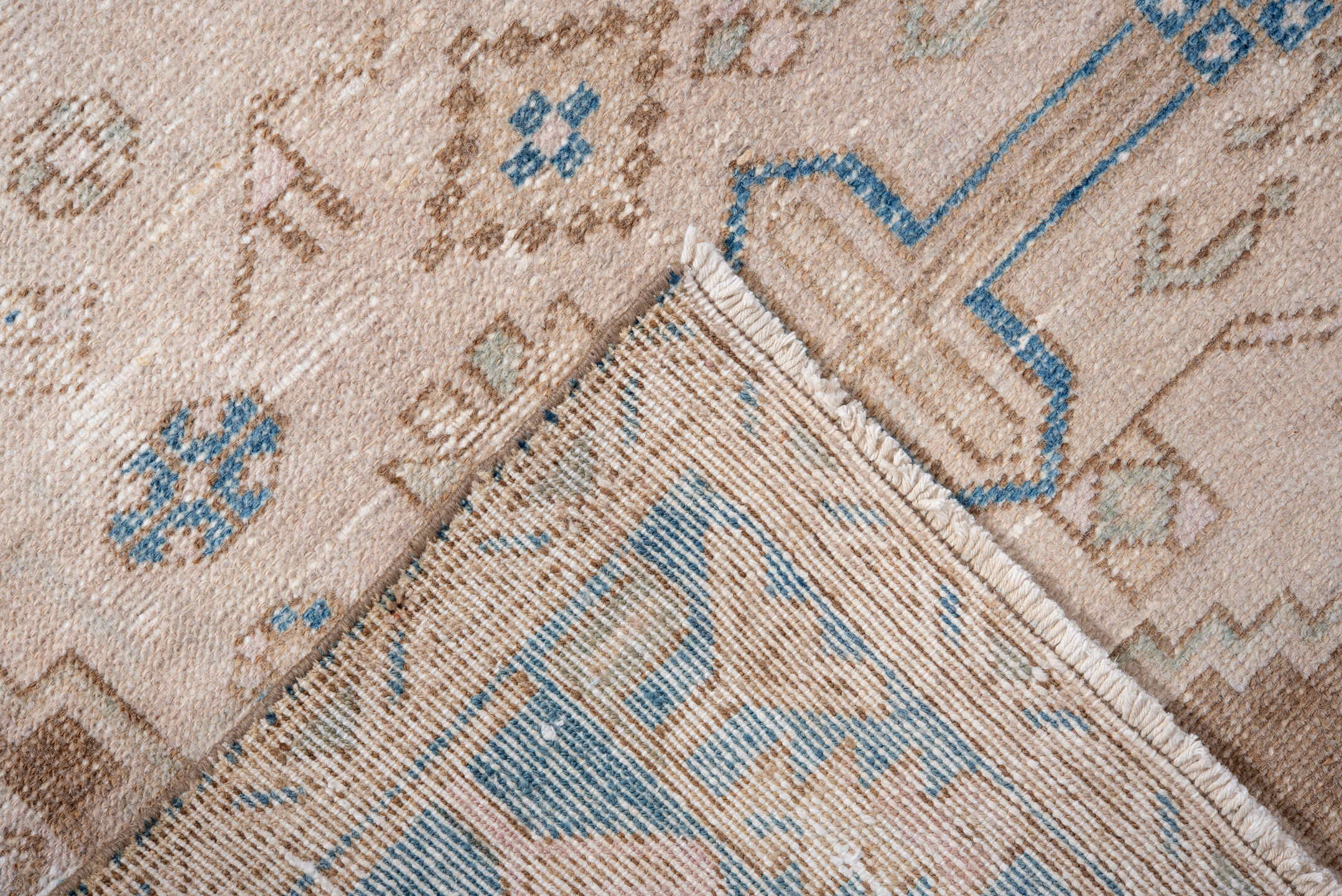 4' x 6' one-of-a-kind handmade vintage Hamadan rug. Color palette: ivory, sky blue, taupe, beige, camel, light blue, gray