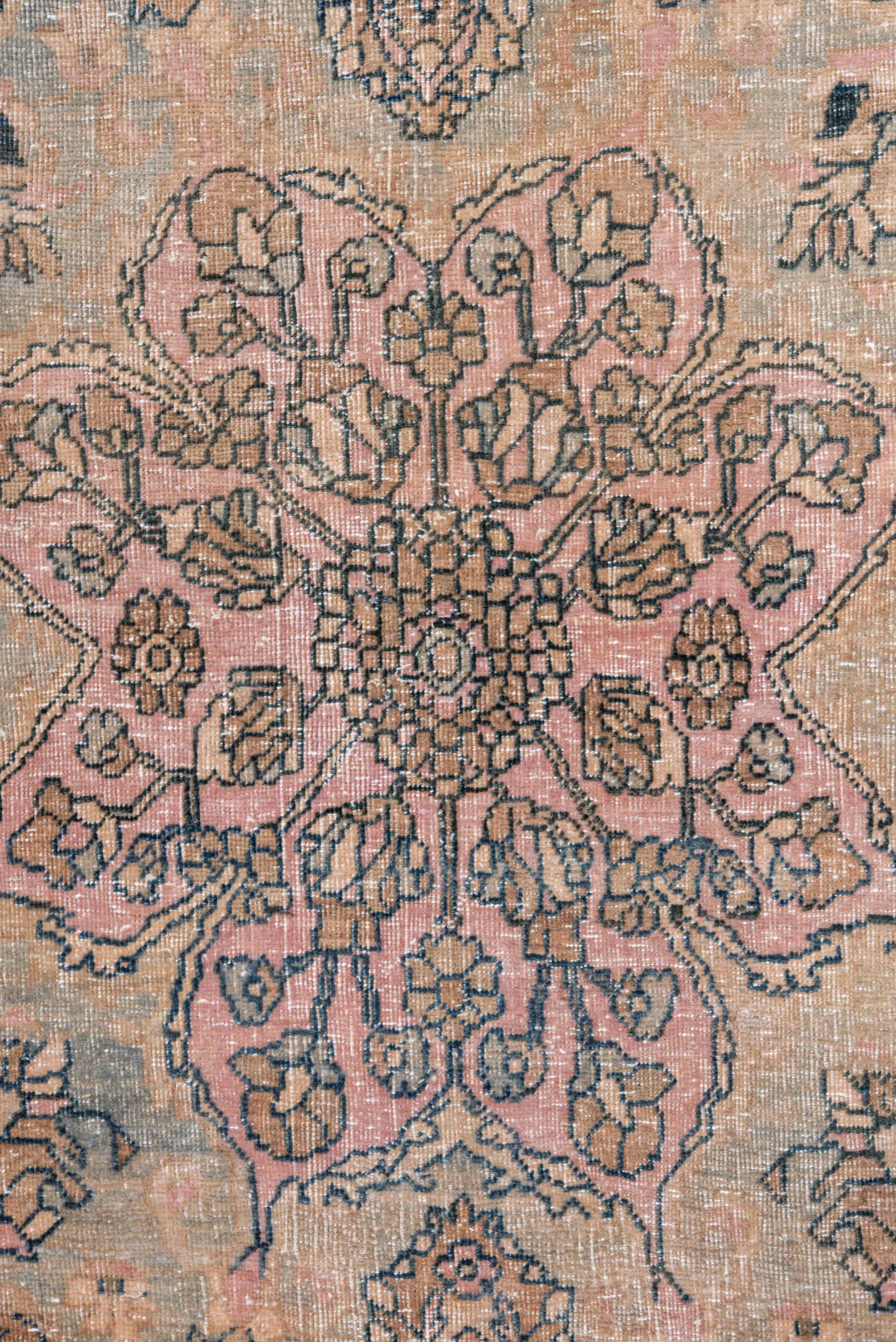 4' x 7' one-of-a-kind handmade antique Bidjar rug. Color palette: blush, ivory, navy, dusty rose, slate blue, coral, pink