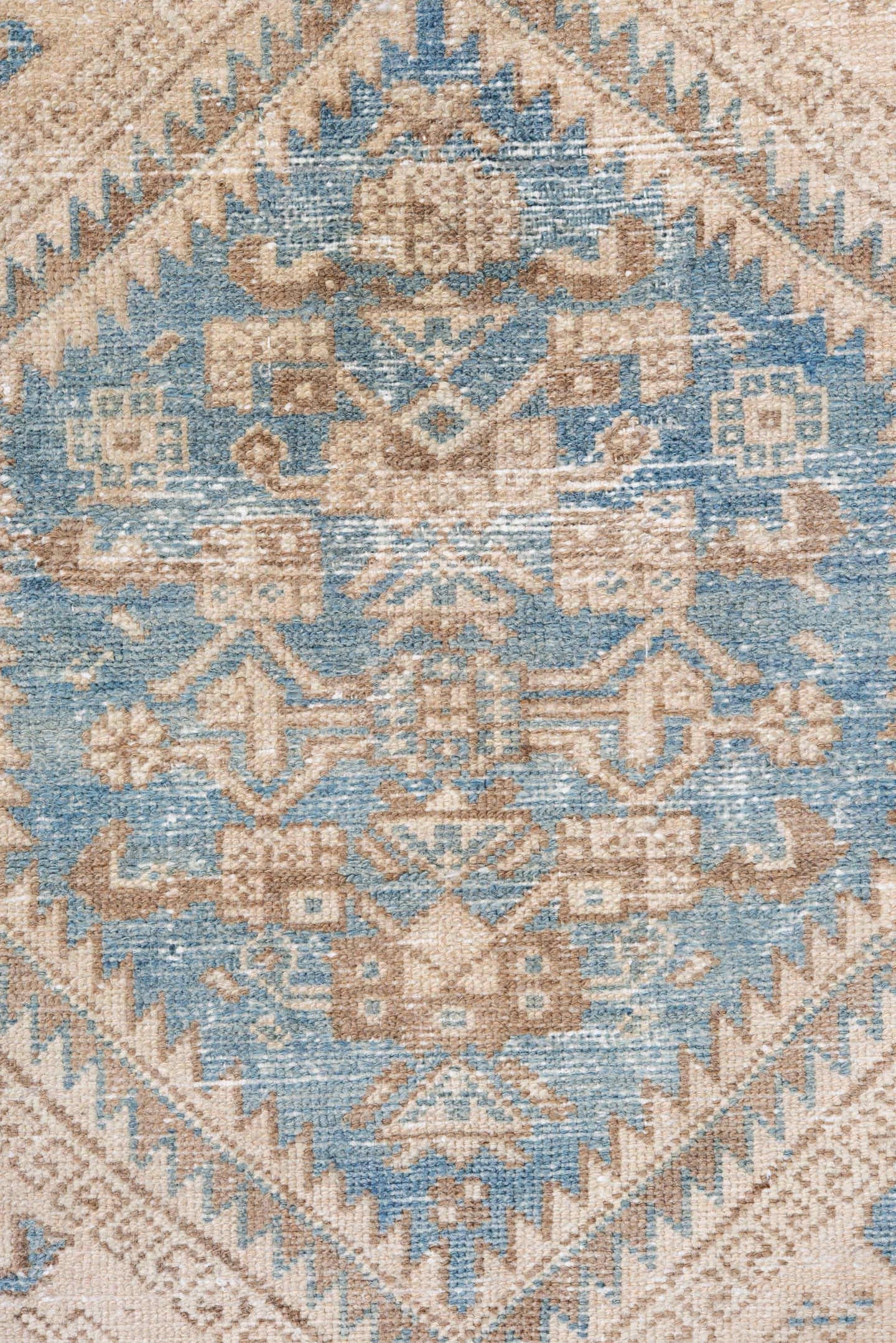 4' x 6' one-of-a-kind handmade vintage Hamadan small size rug. Color palette: ivory, sky blue, beige, taupe, camel