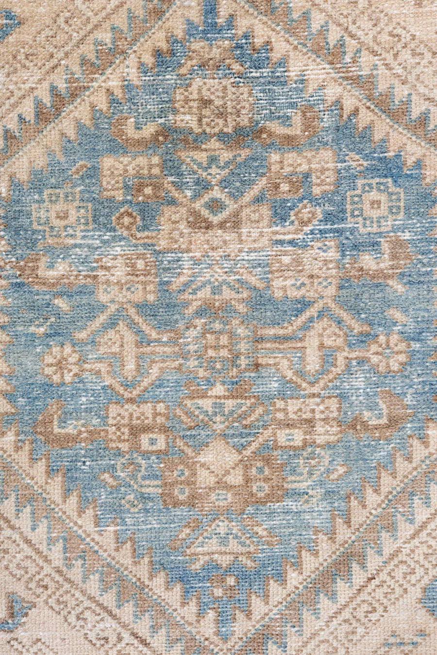 4' x 6' one-of-a-kind handmade vintage Hamadan small size rug. Color palette: ivory, sky blue, beige, taupe, camel