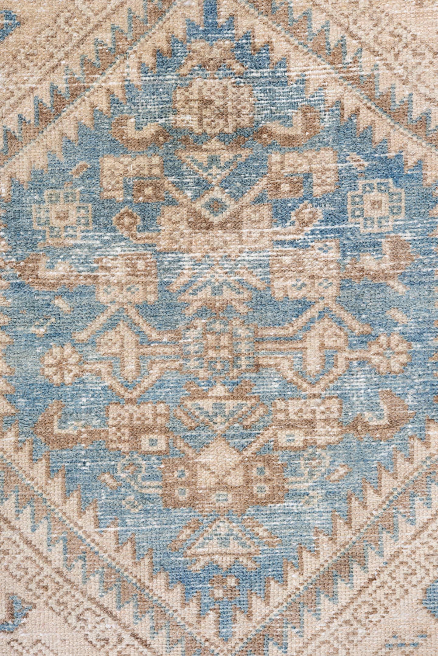 4' x 6' one-of-a-kind handmade vintage Hamadan small size rug. Color palette: ivory, sky blue, beige, taupe, camel