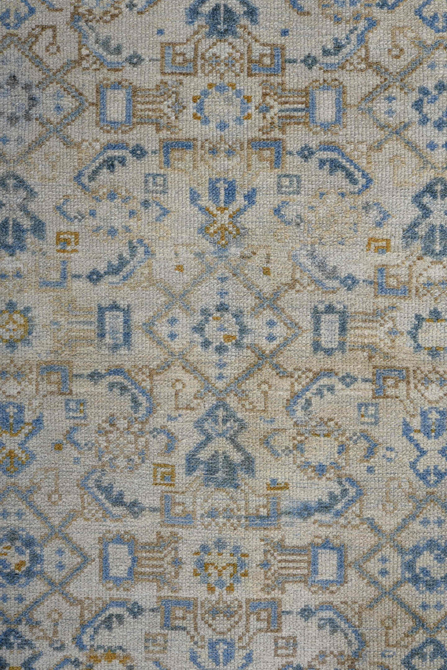 4' x 6' one-of-a-kind handmade antique Malayer small size rug. Color palette: ivory, powder_blue, slate_blue, beige, taupe