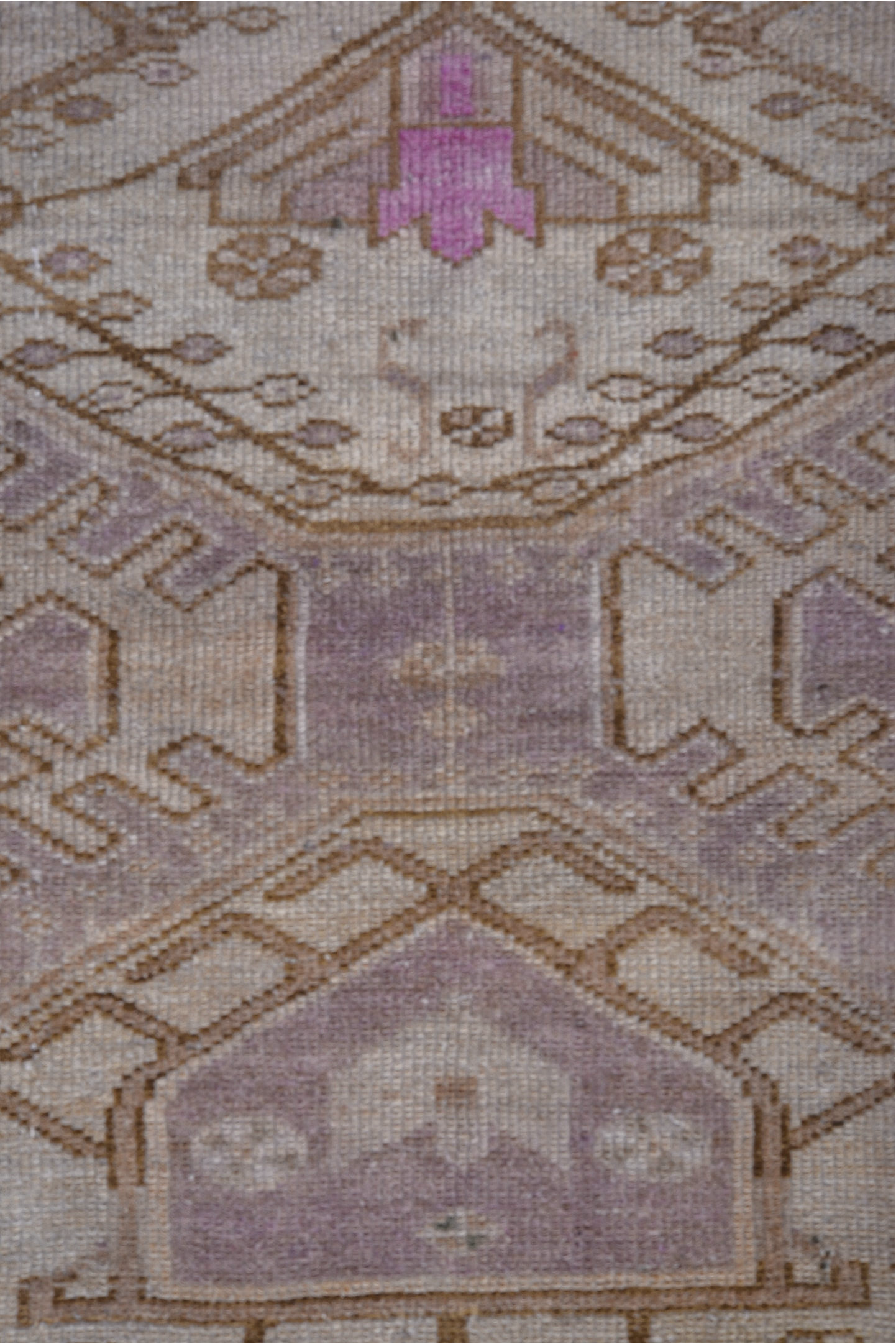 3' x 6' one-of-a-kind handmade antique Malayer small size rug. Color palette: taupe, lavender, ivory, brown, rose, beige