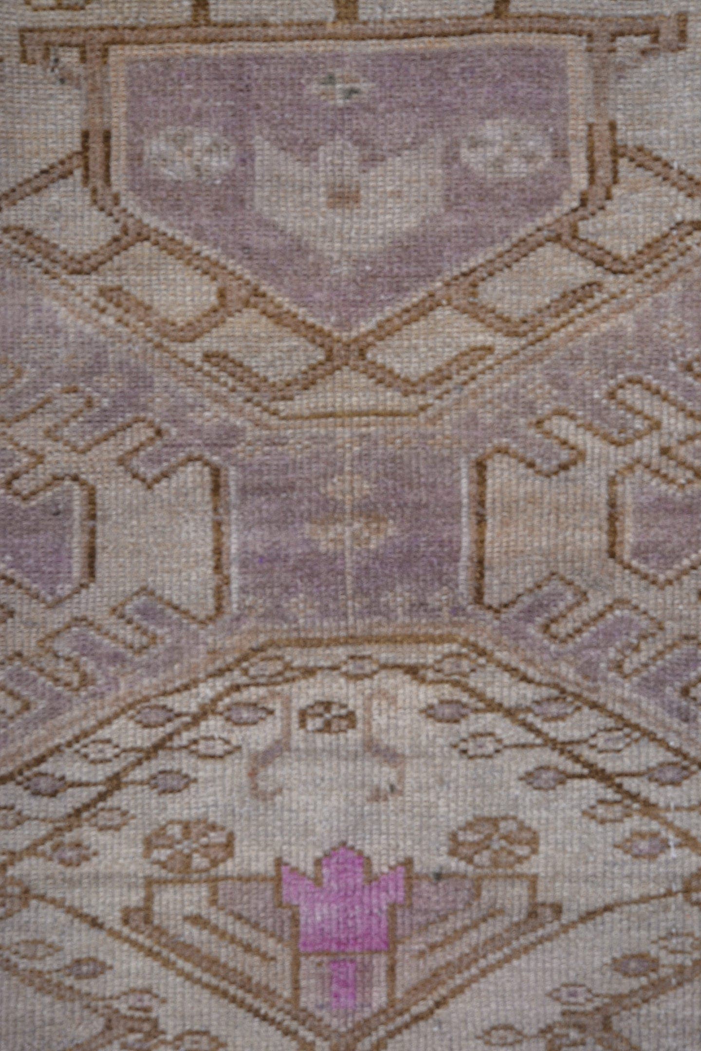 3' x 6' one-of-a-kind handmade antique Malayer small size rug. Color palette: taupe, lavender, ivory, brown, rose, beige