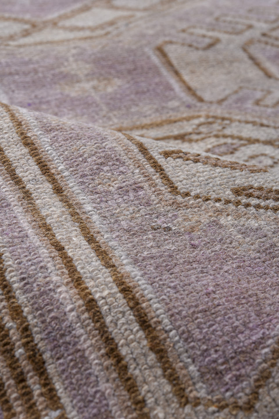 3' x 6' one-of-a-kind handmade antique Malayer small size rug. Color palette: taupe, lavender, ivory, brown, rose, beige