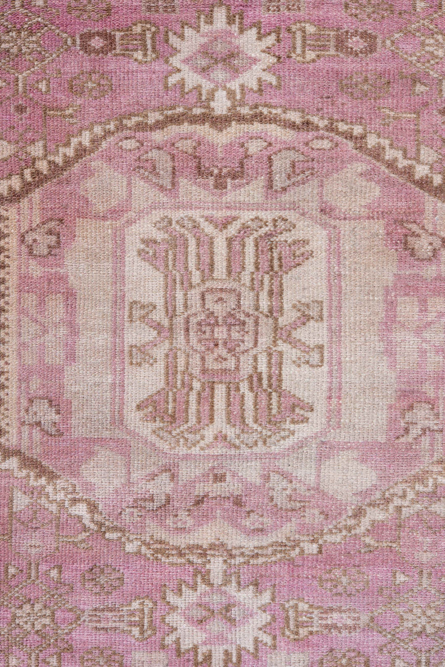 3' x 6' one-of-a-kind handmade vintage Malayer small size rug. Color palette: blush, ivory, rose, taupe, dusty pink, camel