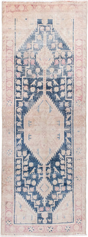 2' x 6' one-of-a-kind handmade antique Sivas runner rug. Color palette: blush, ivory, indigo, pale pink, cream, sky blue