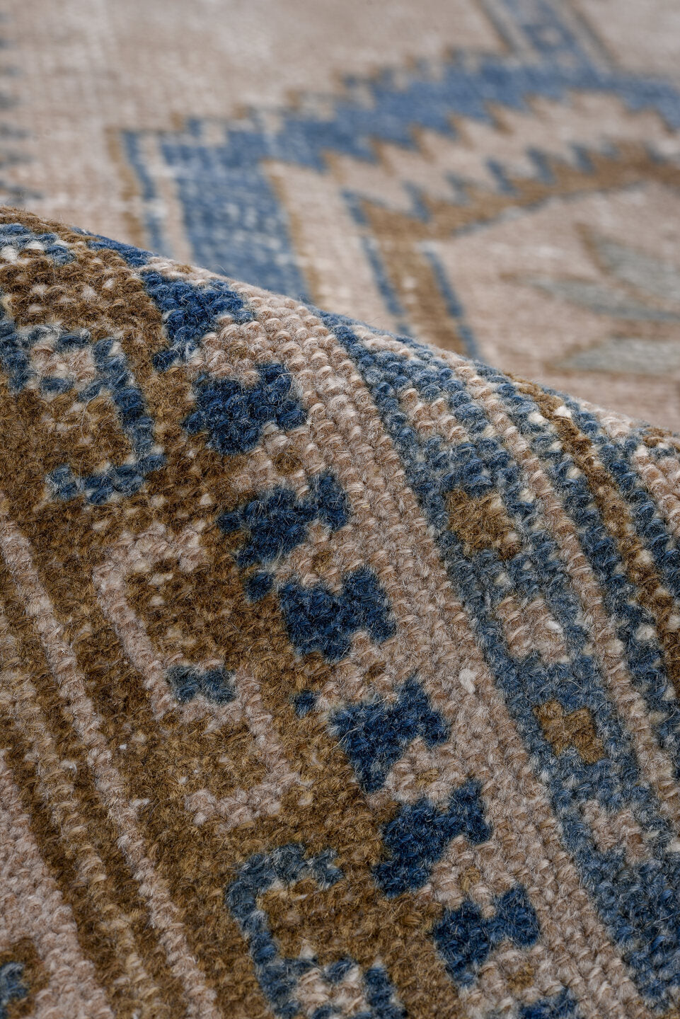 3' x 6' one-of-a-kind handmade vintage Hamadan small size rug. Color palette: arapawa, blue, brown, fiord, gainsboro, gray