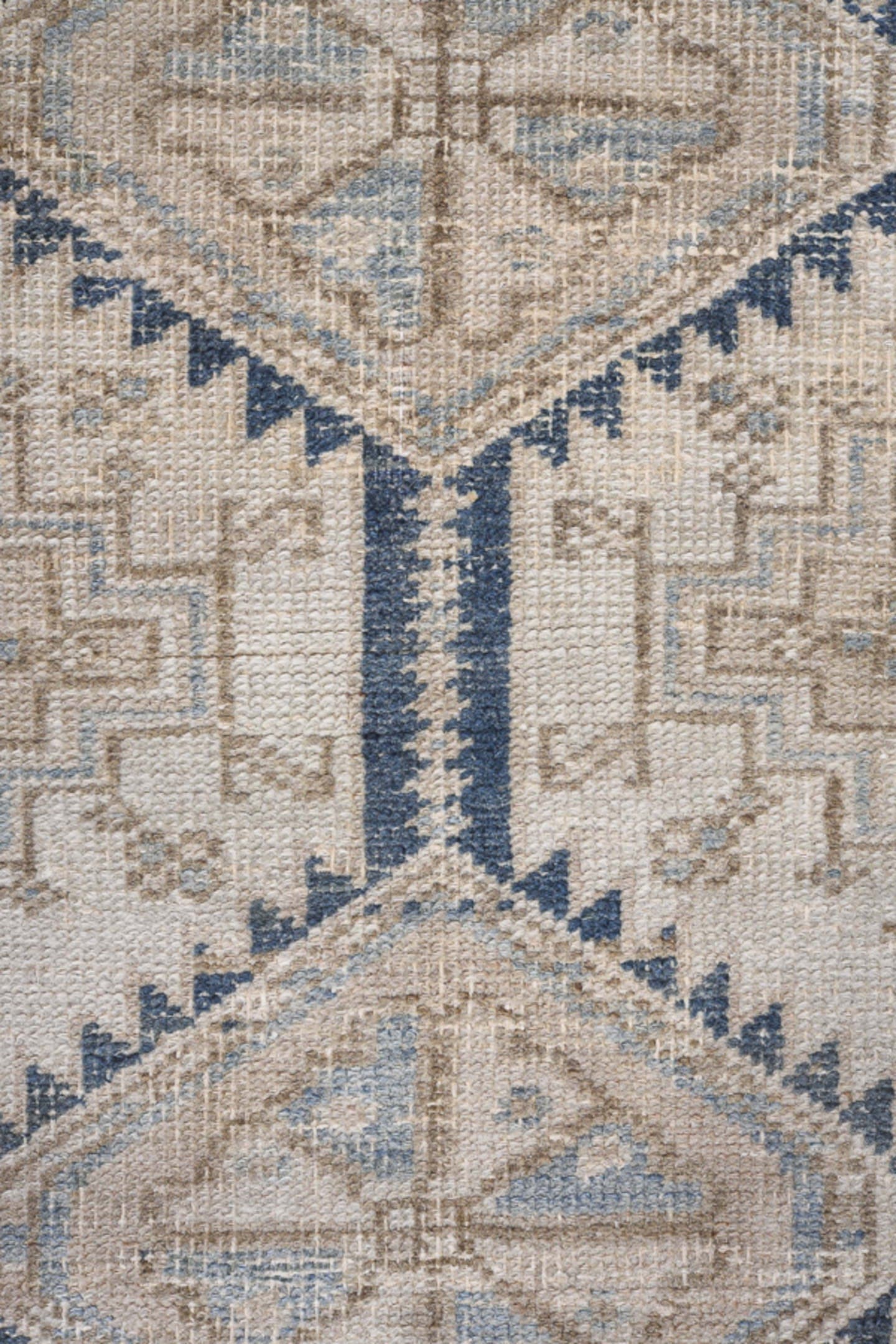 3' x 6' one-of-a-kind handmade antique Heriz small size rug. Color palette: ivory, taupe, faded blue, beige, slate, gray