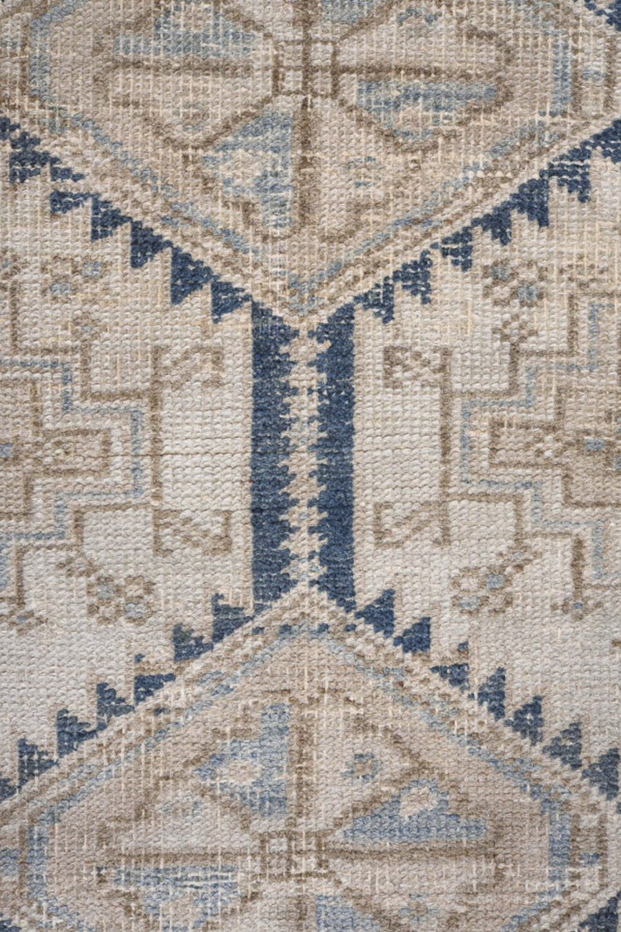 3' x 6' one-of-a-kind handmade antique Heriz small size rug. Color palette: ivory, taupe, faded blue, beige, slate, gray