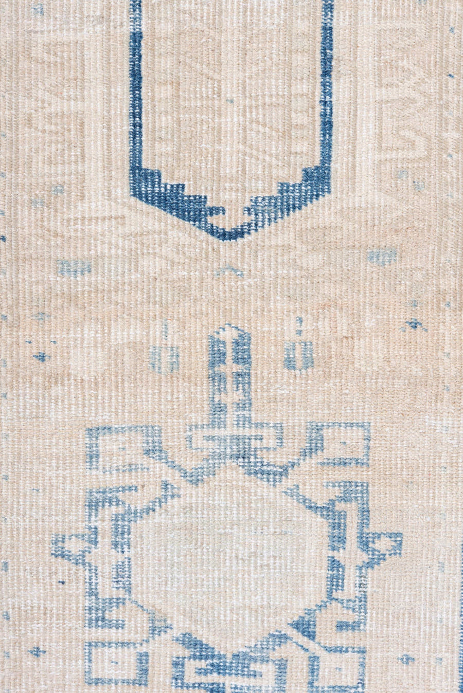 2' x 7' one-of-a-kind handmade antique Heriz runner rug. Color palette: ivory, sky_blue, beige, powder_blue, taupe