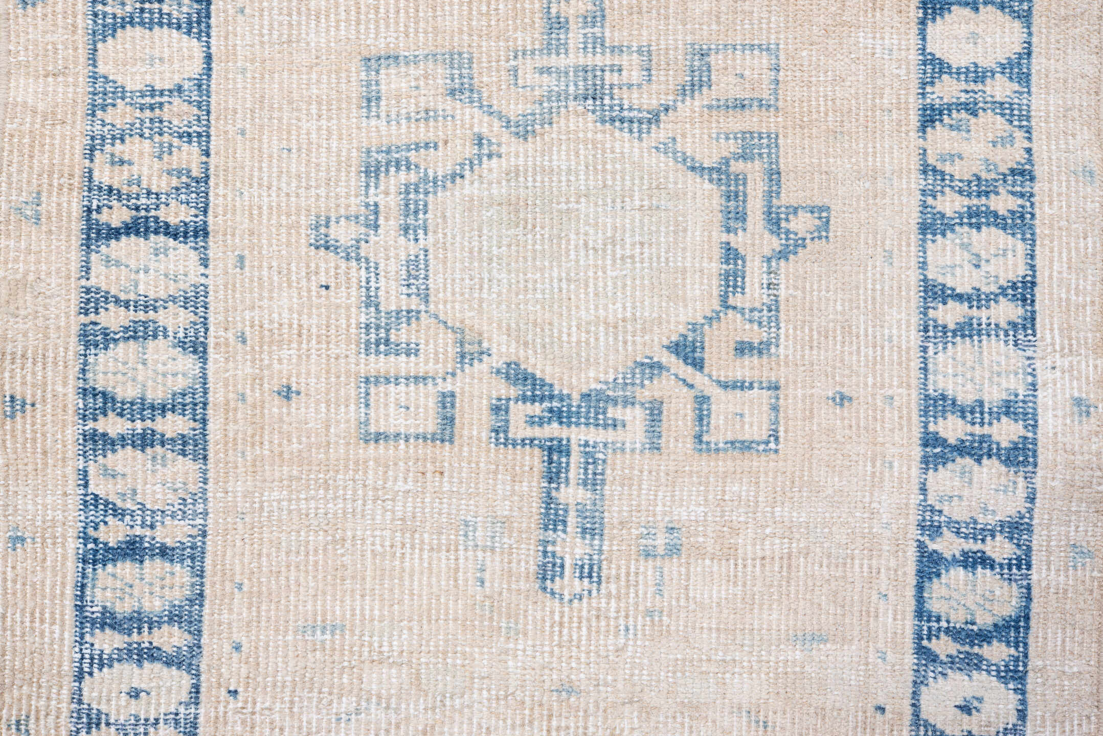 2' x 7' one-of-a-kind handmade vintage Heriz runner rug. Color palette: blue, dark gray, gainsboro, gray, light blue