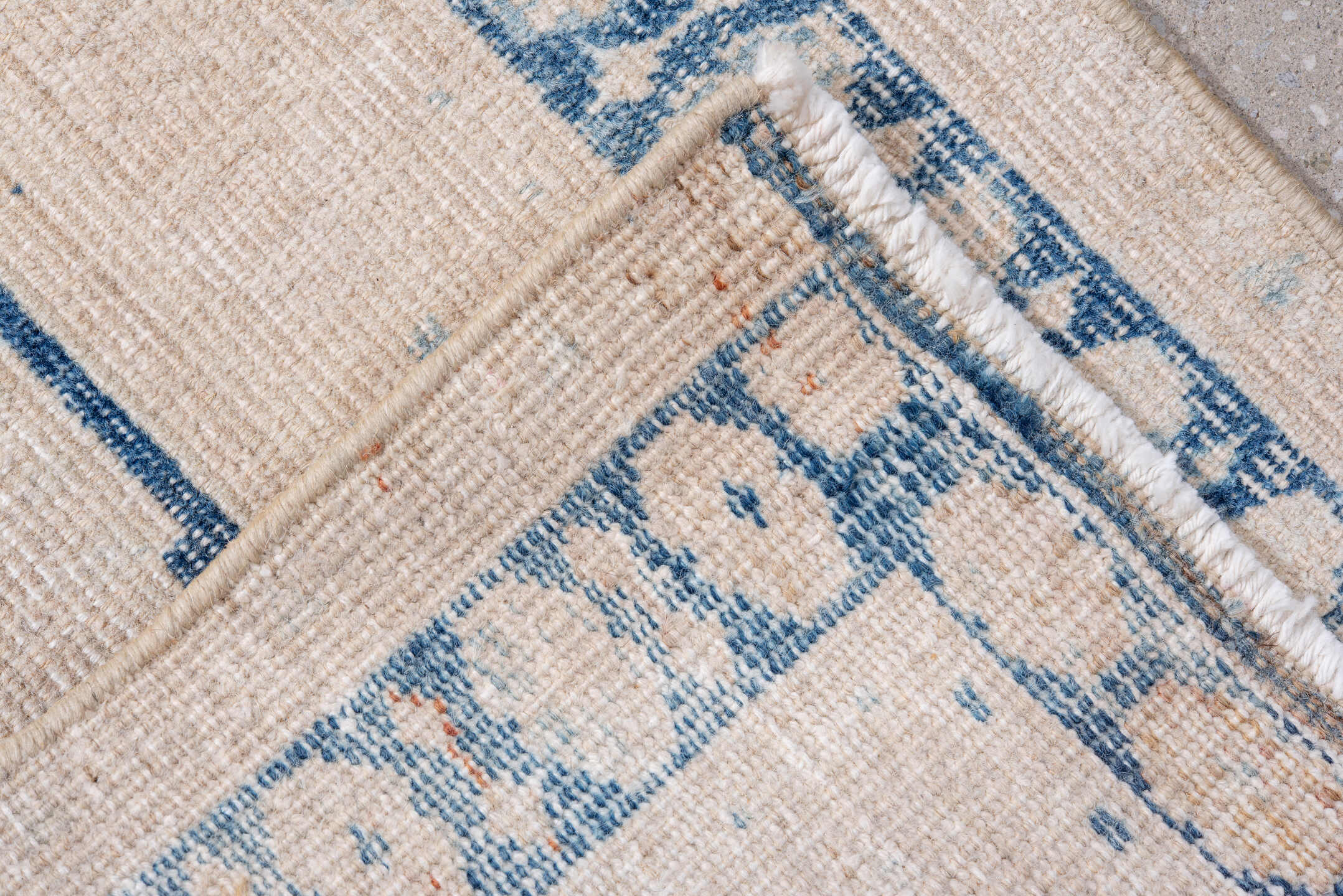 2' x 7' one-of-a-kind handmade vintage Heriz runner rug. Color palette: blue, dark gray, gainsboro, gray, light blue