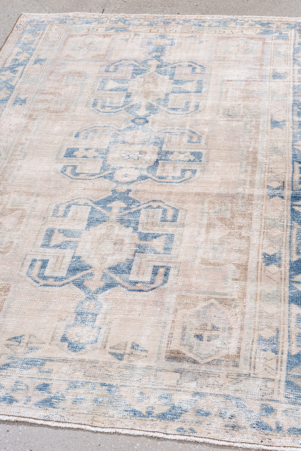 4' x 6' one-of-a-kind handmade vintage Hamadan small size rug. Color palette: ivory, powder blue, beige, taupe, pale blush