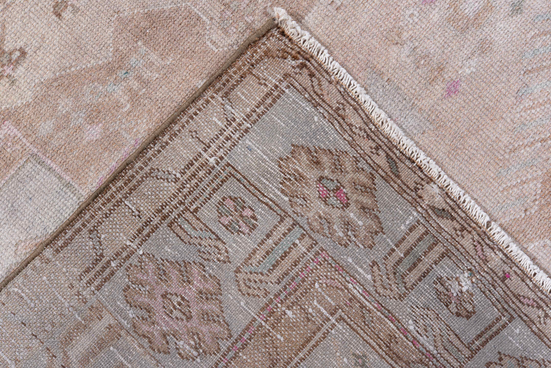 4' x 6' one-of-a-kind handmade vintage Malayer small size rug. Color palette: ivory, blush, taupe, camel, rose, beige, pink